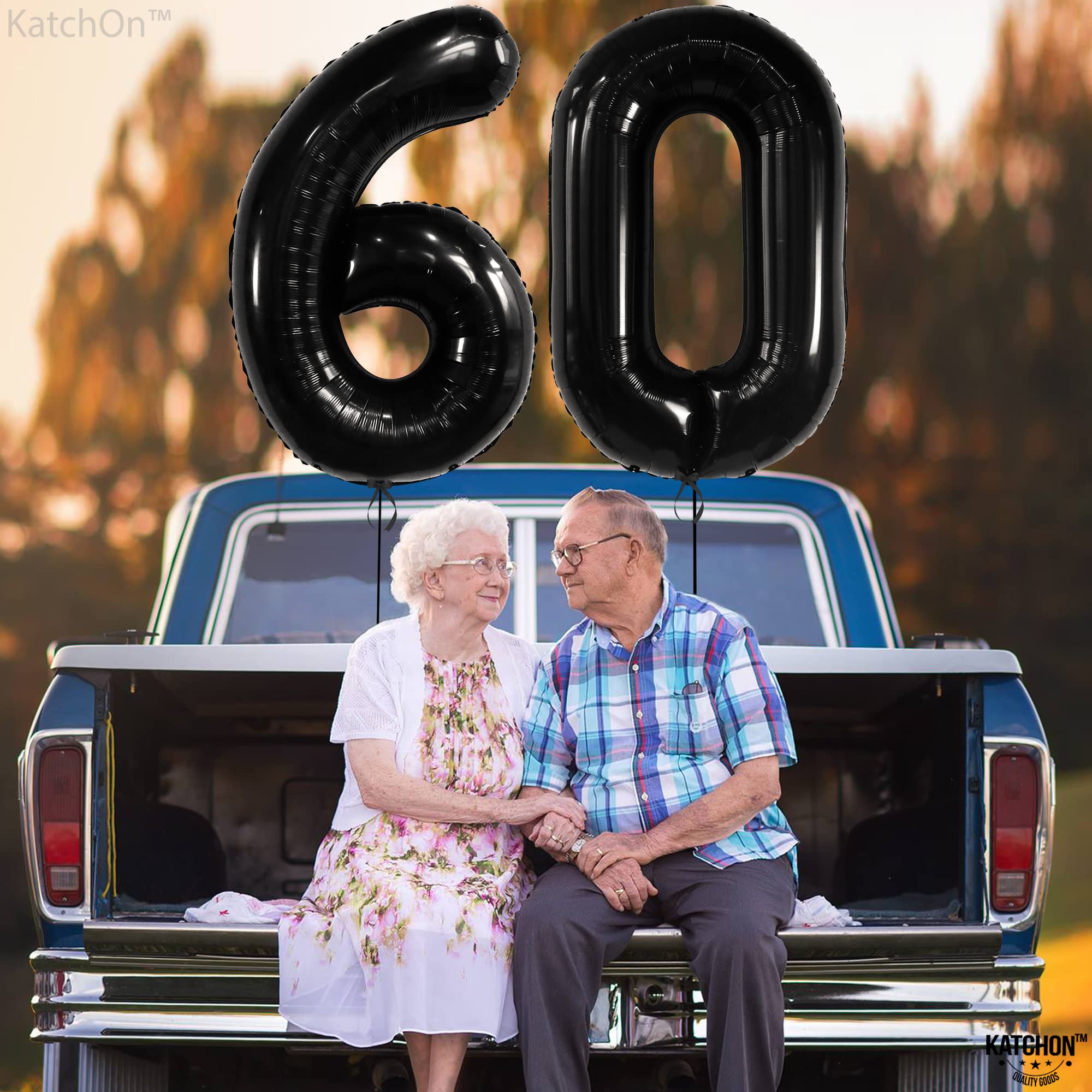 KatchOn 40 Inch Large Black Number 60 Balloons - 60th Birthday Party Decorations Set | Happy 60th Birthday Balloon Arch Kit for Milestone Celebrations, Anniversary Events & Retirement Parties