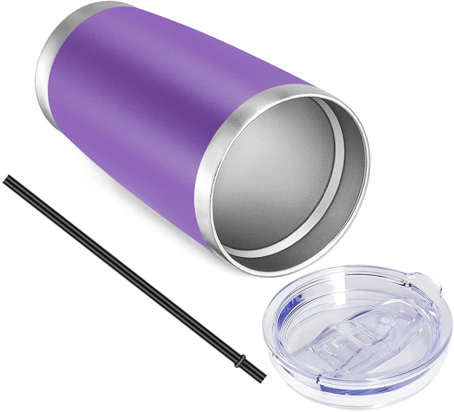 VEGOND 20oz Stainless Steel Tumbler with Lid & Straw - Vacuum Insulated Double Wall Travel Mug, Powder Coated Coffee Cup (12 Pack, Purple) - Perfect for Office, Gym, Camping & Outdoor Activities