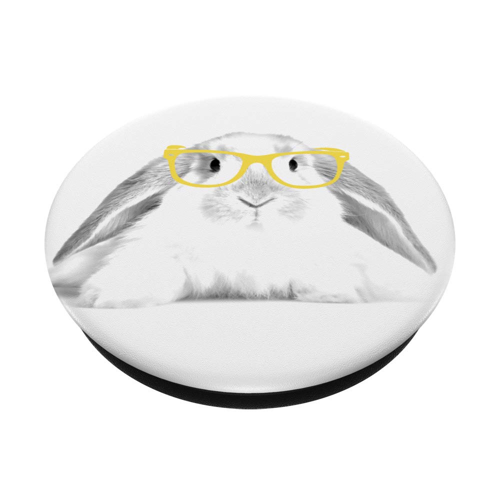 Bunny Rabbit with Yellow Glasses PopSockets PopGrip - Interchangeable Phone & Tablet Stand with Grip | Perfect for iPhone, Samsung & iPad | Cute Accessory for Work, School & Travel