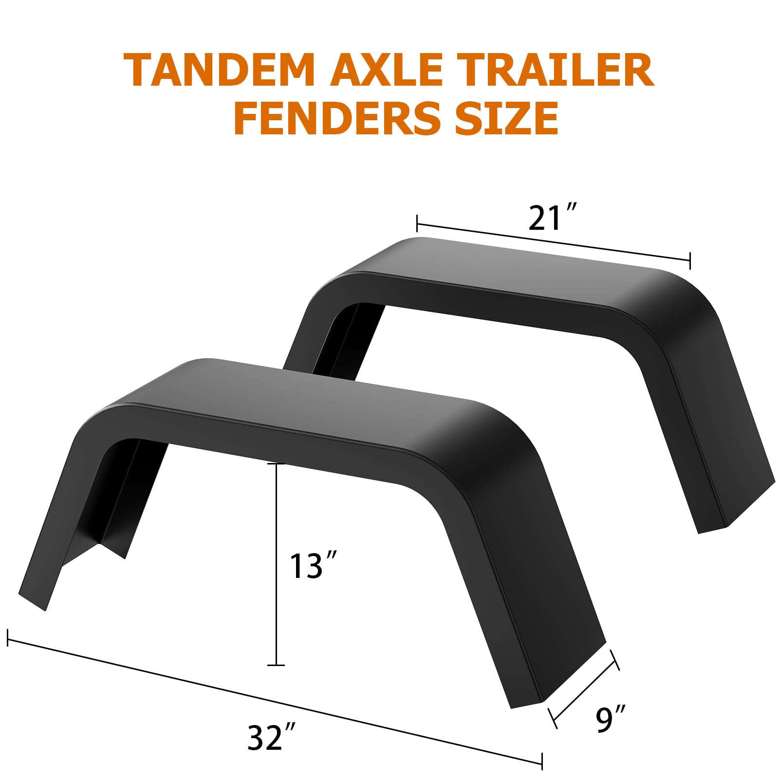 GARVEE 2 Pack Heavy Duty Steel Diamond Plate Trailer Fenders for Single Axle Trailers - Fits 14-16 Inch Wheel Tires, Universal Fit for Car Hauler, Cargo, Utility & Landscape Trailers (Black) - Durable Protection for Road Debris & Weather Conditions