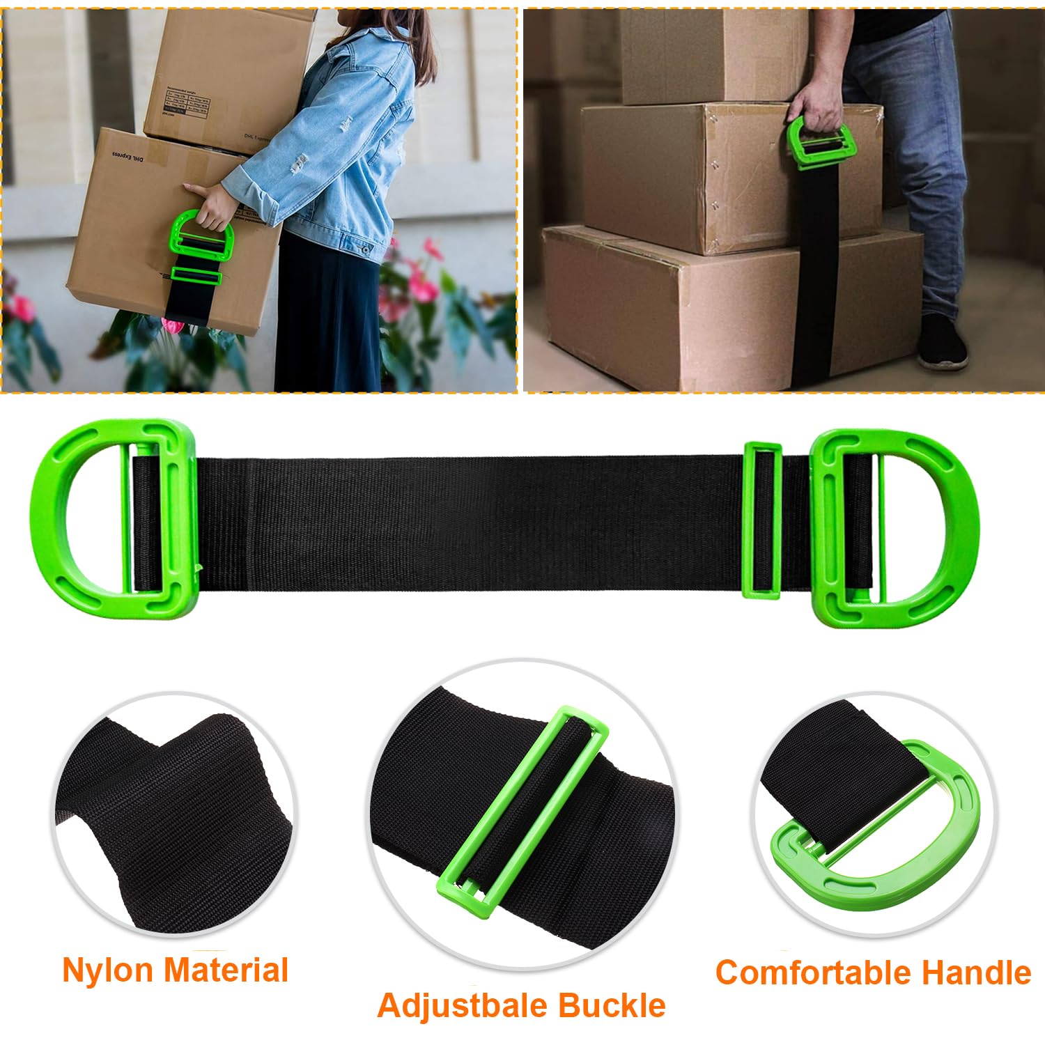 Adjustable Moving Shoulder Straps for Heavy Lifting - Ergonomic 1-Person Lifting System - Perfect for Moving Furniture, Appliances & Boxes - Home & Office Use