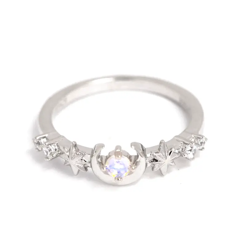 Moonlight Twinkle Dainty Ring - Elegant Silver Minimalist Jewelry for Women | Perfect for Date Night, Wedding, Anniversary & Everyday Wear