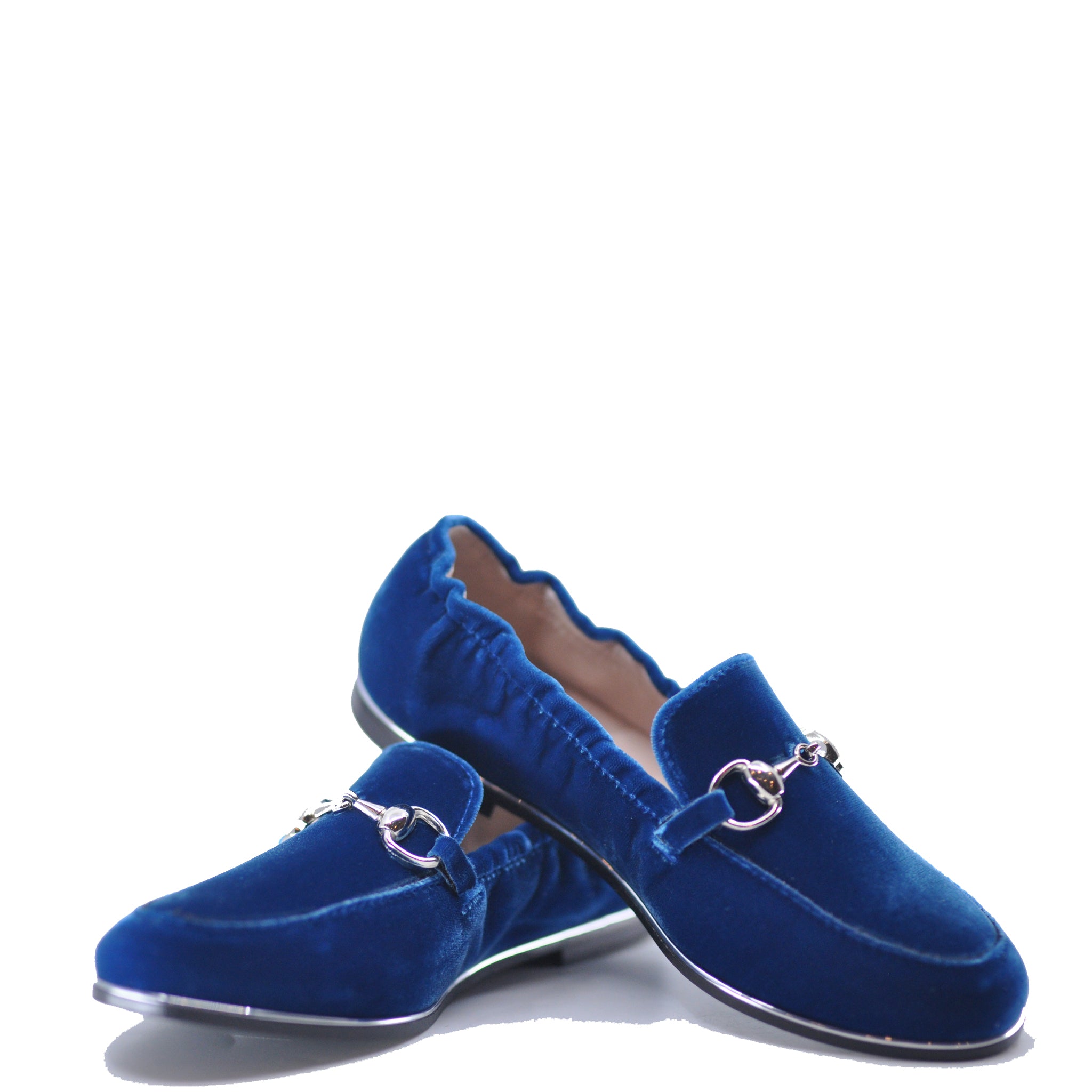 Beberlis Women's Cobalt Blue Velvet Chain Stretch Loafers - Comfortable Slip-On Shoes for Casual Wear, Office & Travel