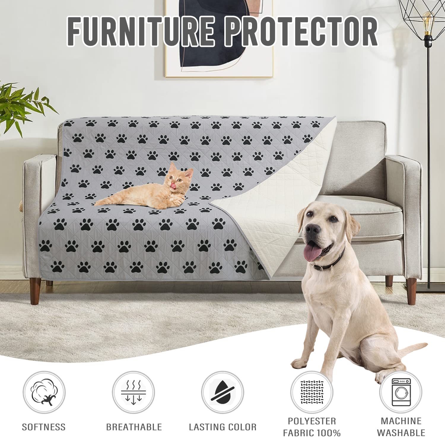 **SPXTEX Washable & Waterproof Dog Bed Cover - Non-Slip Dog Crate Pad, Pee Pad for Large Dogs (82