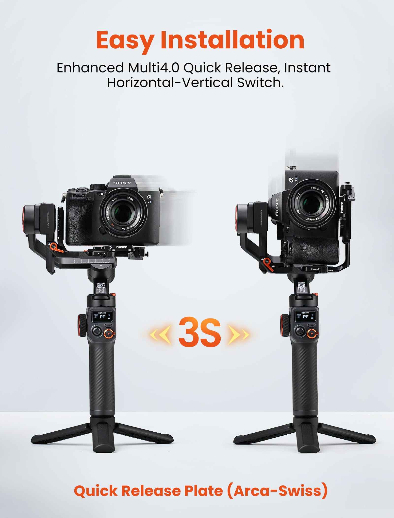 Hohem iSteady MT2 3-Axis Gimbal Stabilizer for Mirrorless, Pocket & Action Cameras - Compatible with Canon, Sony, Nikon & iPhone - OLED Display Camera Stabilizer for Vlogging, Travel & Professional Videography