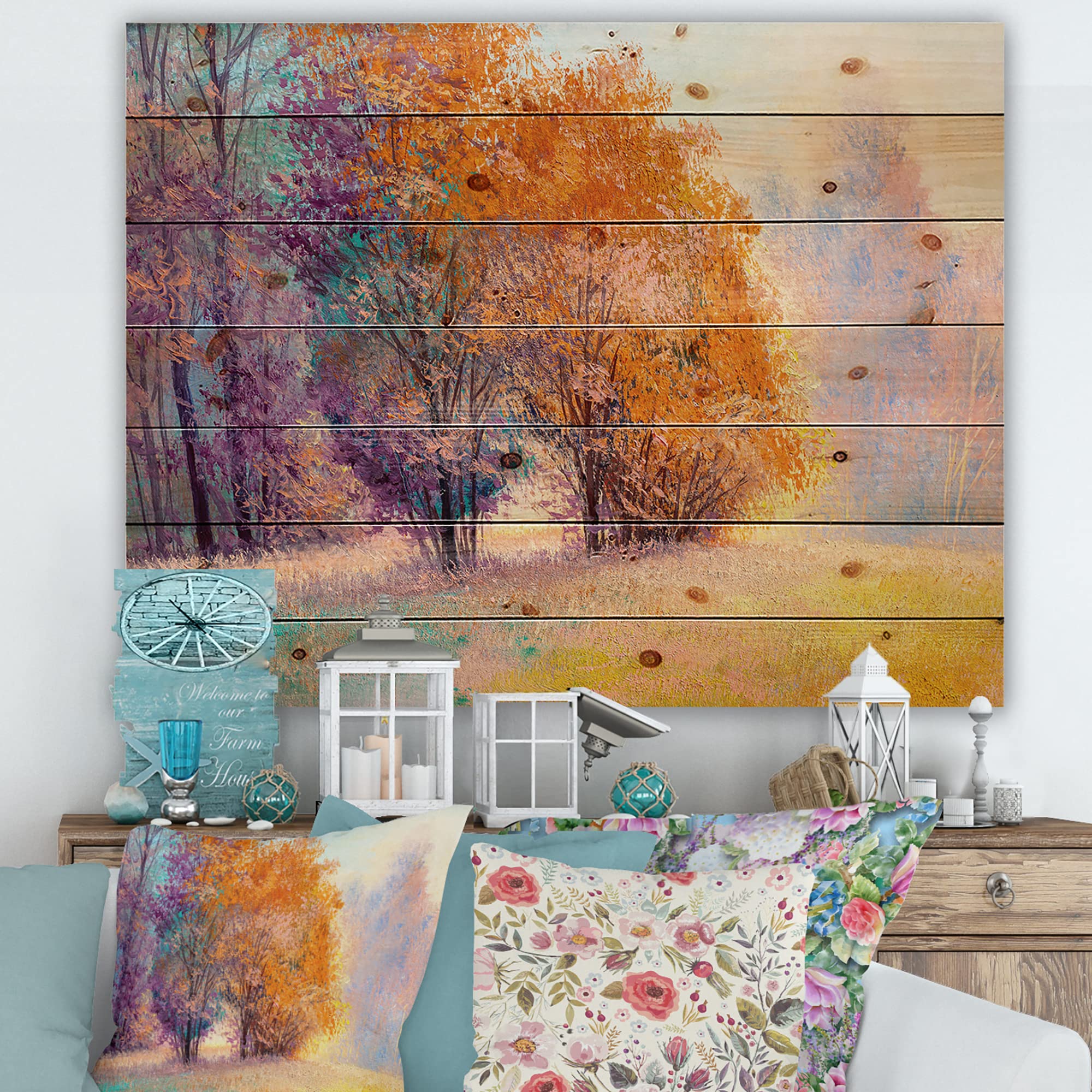 Autumn Forest Wood Wall Art - Pine Wood Decor for Living Room & Bedroom