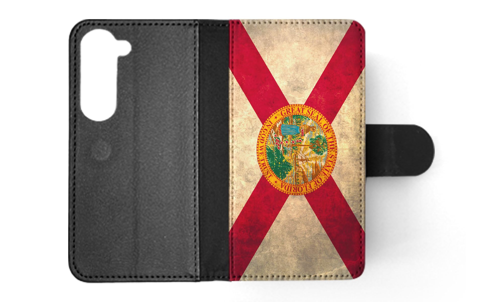 Florida USA Flag Flip Wallet Phone Case for Samsung Galaxy S23 - Stylish Protective Cover with Card Slots | Perfect for Travel, Shopping & Everyday Use
