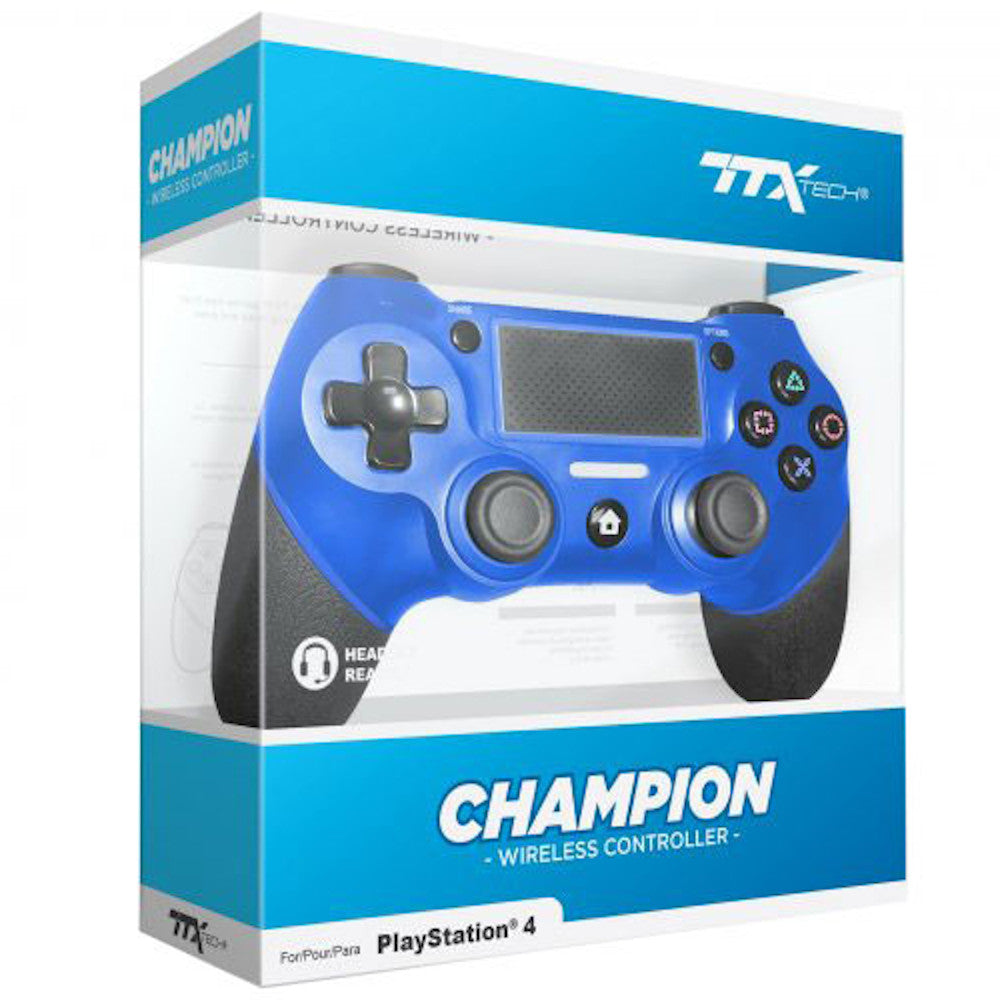 PS4 Wireless Controller - TTX Tech Champion Bluetooth Gamepad (Blue) for Enhanced Gaming Experience on PlayStation 4