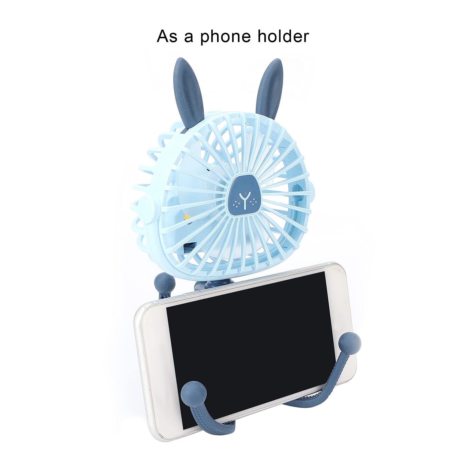 Dioche Mini Handheld Stroller Fan with Flexible Tripod - USB Rechargeable, Low Noise Baby Fan with Night Light - Perfect for Car Seats, Cribs, Bikes & Treadmills (Blue) - Ideal for Outdoor Activities, Travel & Nursery Use