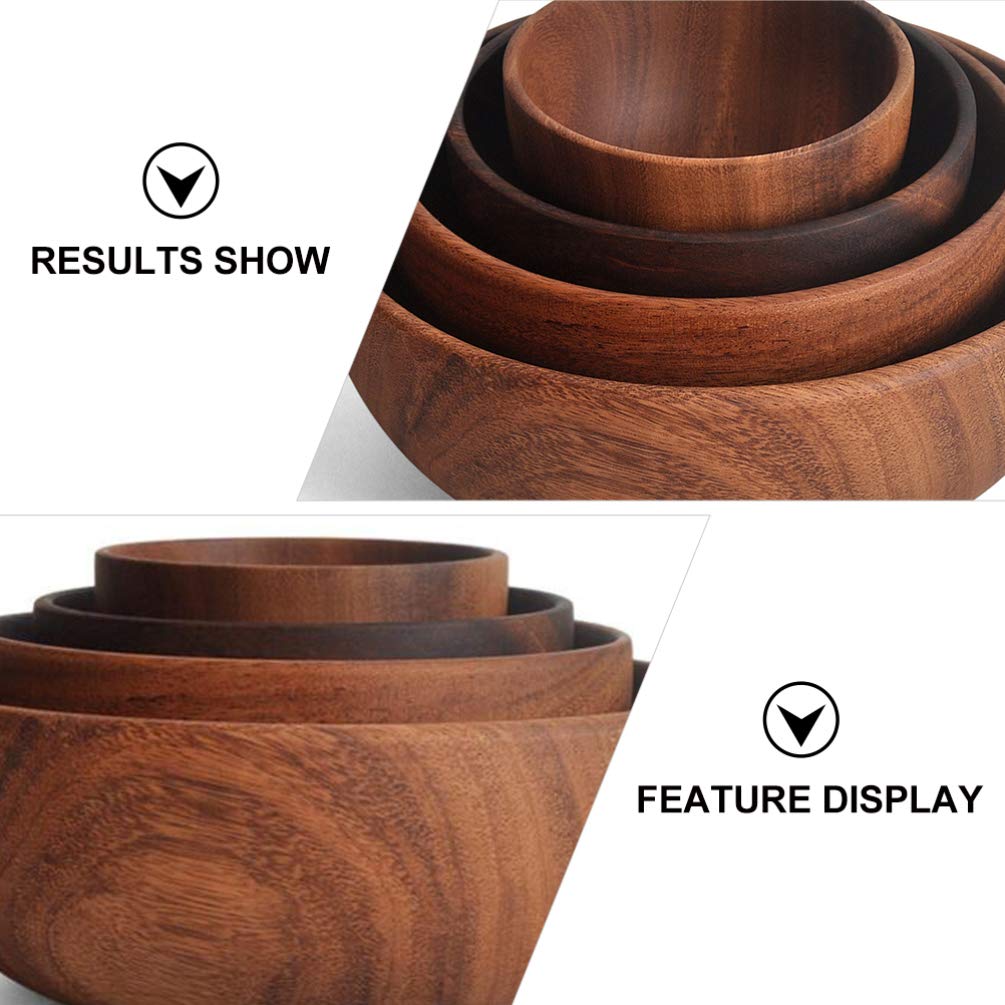 DOITOOL Handmade Wooden Salad Bowl Set - Natural Wood Serving Bowls for Fruits, Snacks, Desserts & Soup - Eco-Friendly Kitchenware for Home Dining & Party Serving