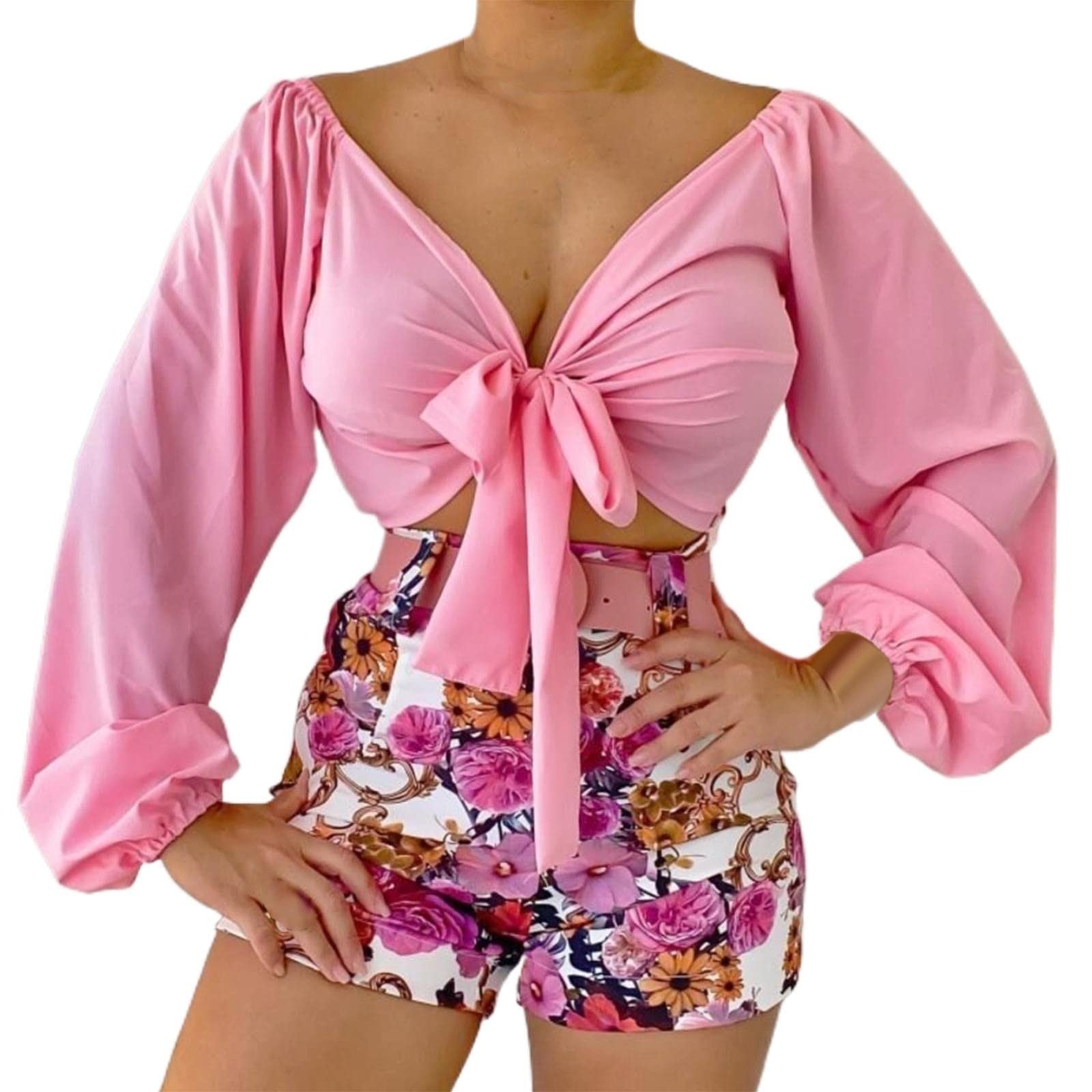Rvidbe Women's 2 Piece Outfits - Sleeveless Shirt & Shorts Set | 2023 Summer Fashion | Casual & Dressy Short Sets for Vacation, Beach, Party | Spring & Summer Women's Clothing