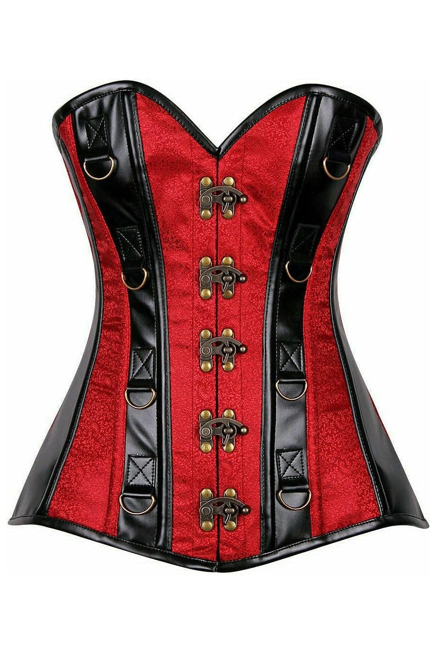 Elegant Daisy Corset for Women - Steel Boned Brocade & Faux Leather Waist Trainer - Perfect for Burlesque, Cosplay & Vintage Fashion