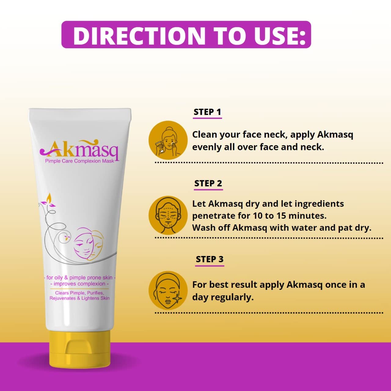 Best Akmasq Pimple Care Complexion Cream Mask for Acne Treatment - 75g Deep Cleansing Face Mask for Oily & Sensitive Skin | Perfect for Daily Skincare Routine & Post-Workout Breakout Prevention