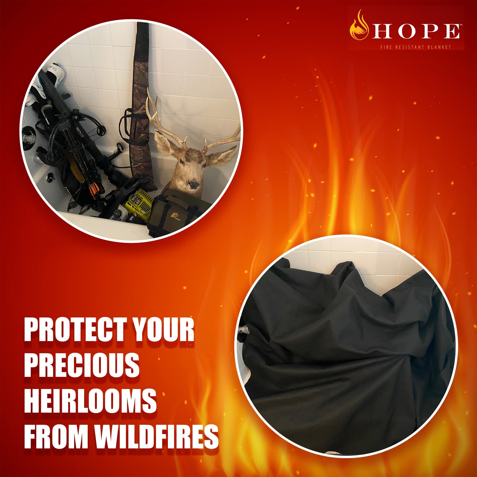 Hope Fire-Resistant Blanket (Black, 90” x 90”) – Emergency Fireproof Blanket for Kitchen, Fireplace & Camping – Flame Retardant Safety Blanket to Protect from Fire Hazards – Ideal for Home, Office & Outdoor Use