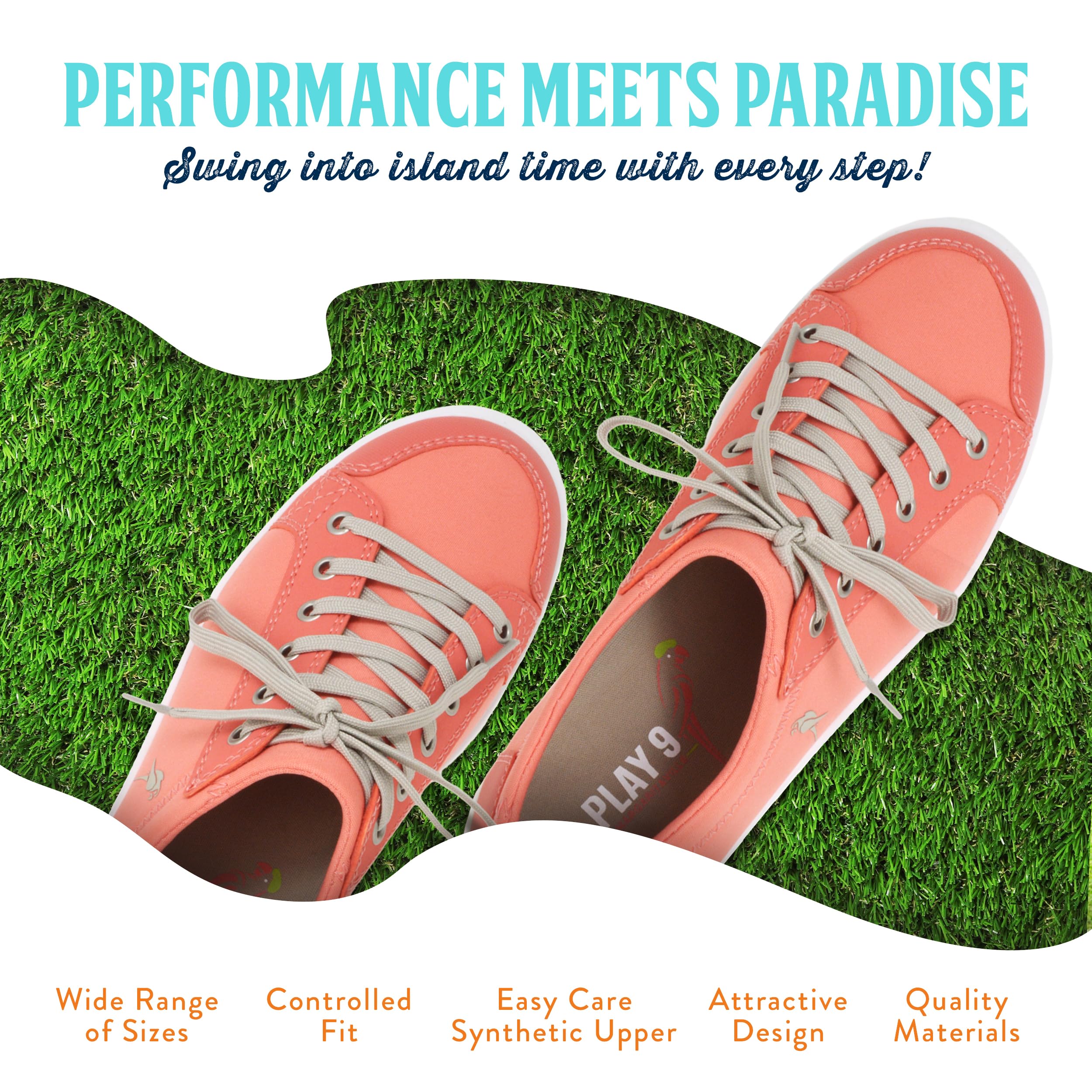 Margaritaville The Birdie Spikeless Women's Golf Shoes - Comfortable Ladies Golf Footwear with Rubber Toe Guard & Stability Heel Frame - Lace-Up Athletic Shoes for Walking Courses & Casual Wear