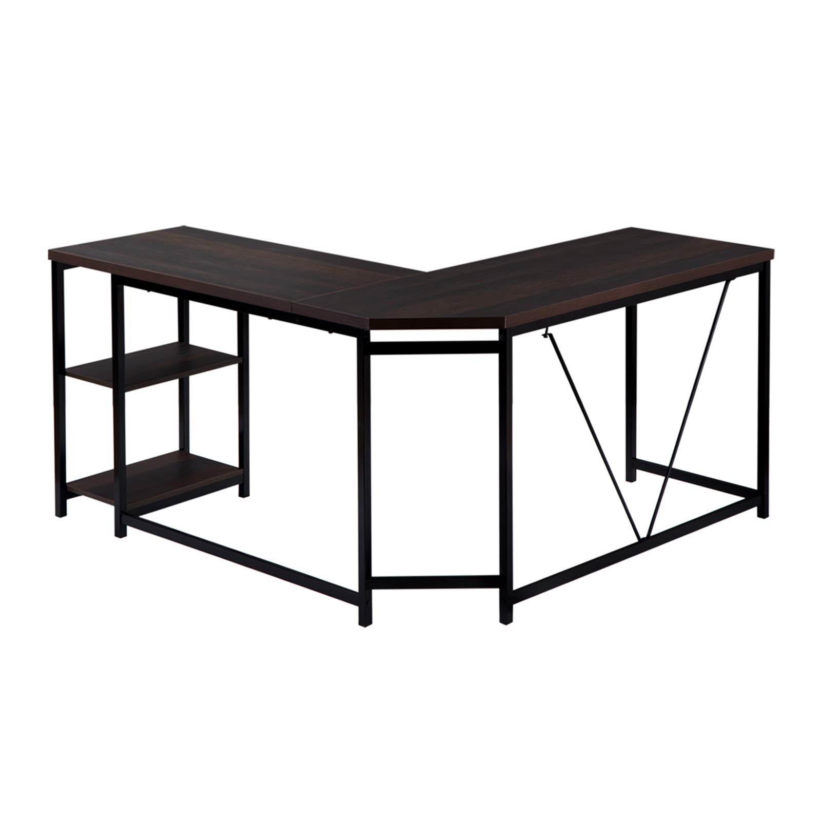 Modern L-Shaped Corner Office Desk with Storage Shelves - Space-Saving Computer & Laptop Workstation for Home Office, Study & Writing | Perfect for Small Spaces & Productivity