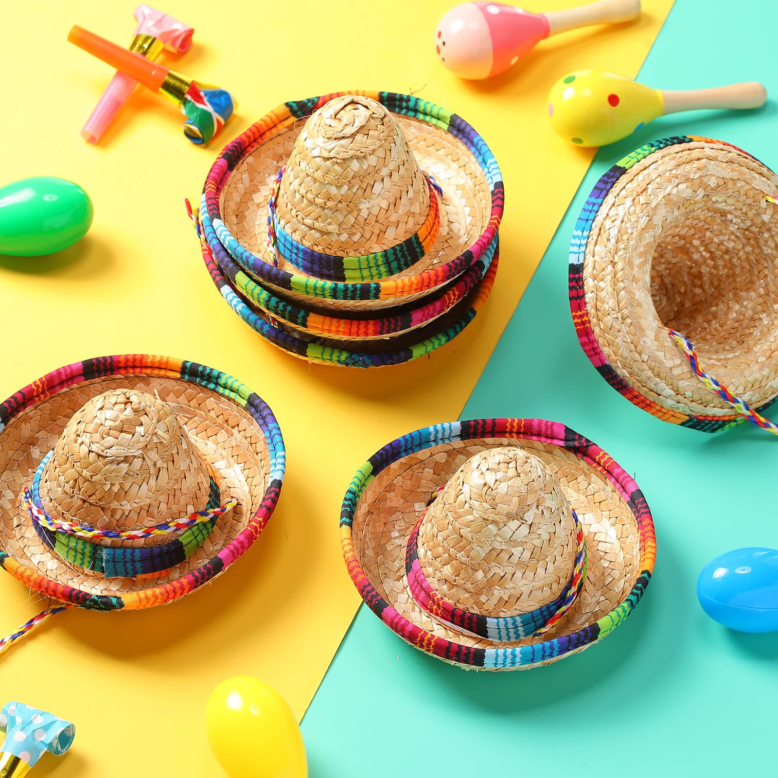 80 Pcs Mini Sombrero Hats - Small Fiesta Party Hats Natural Straw for Cinco de Mayo Decorations, Sombrero Headbands - Perfect for Mexican Themed Parties, Table Decor, and Festive Celebrations