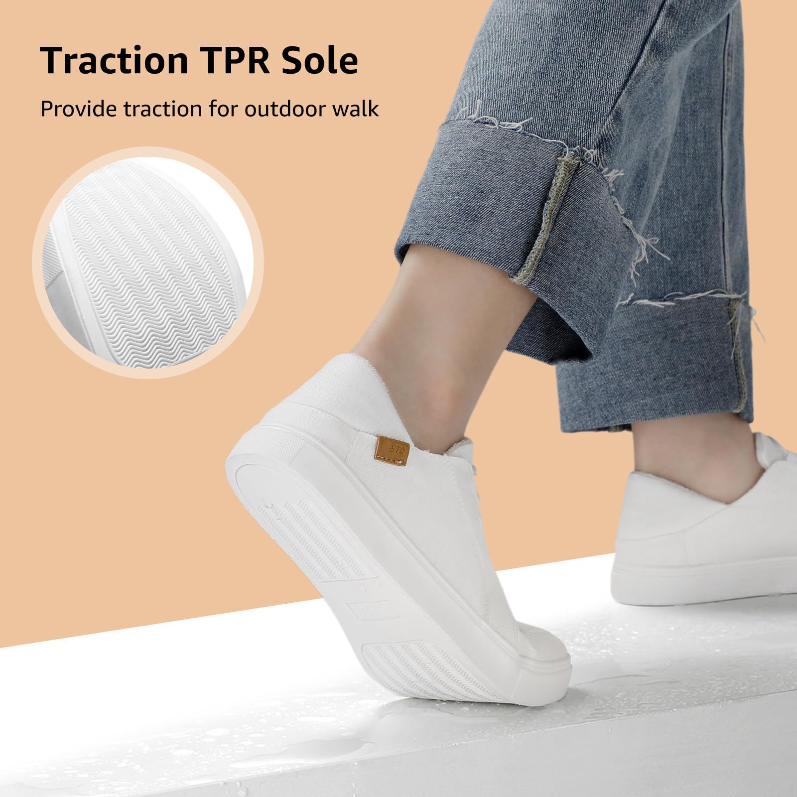 STQ Women's Slip On Casual Shoes - Lightweight Canvas Sneakers with Memory Foam Comfort Loafers | Perfect for Walking, Travel & Everyday Wear