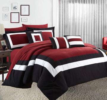 10-Piece King Size Comforter and Sheet Set - Red Luxury Bedding for Master Bedroom & Guest Room - Soft Microfiber Complete Bed Set with Pillowcases & Shams