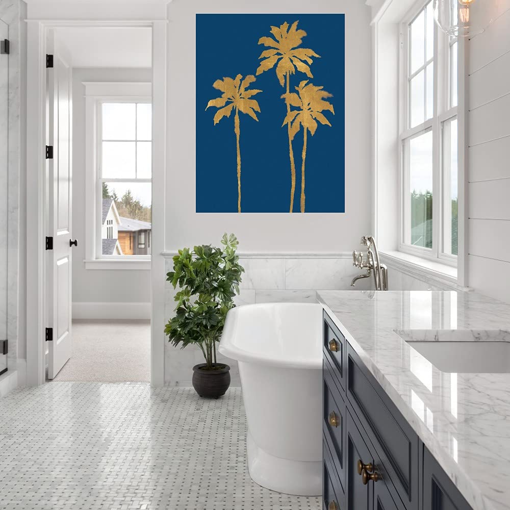 Premium Palm Luxe Trio Canvas Wall Art Set - Handcrafted by Artist Kristine Hegre - 42x56 Inch Ready-to-Hang Wall Decor for Living Room, Bedroom, Office & More - Tropical Botanical Home Decor for Coastal, Boho & Modern Interiors