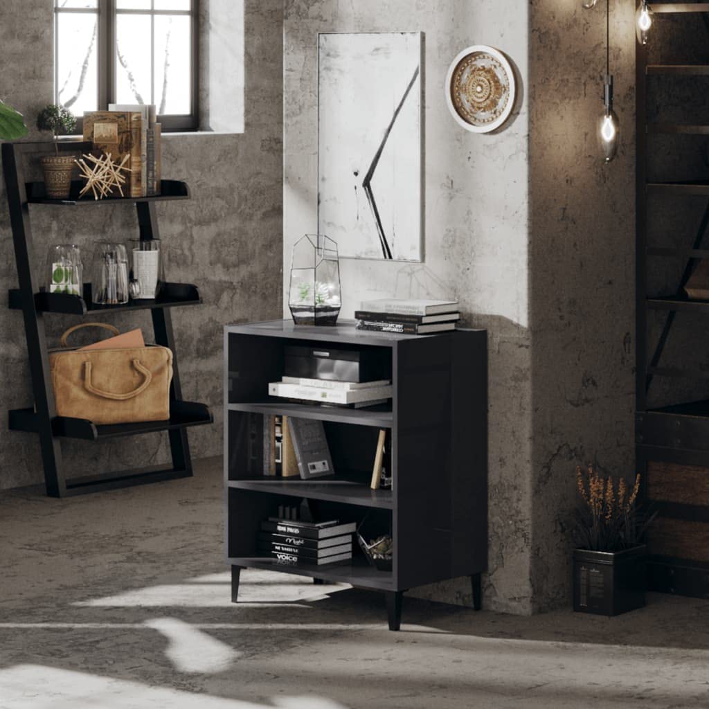 YEZIYIYFOB Kitchen Storage Cabinet - Buffet Pantry Sideboard with Doors & Shelves, High Gloss Gray (22.4