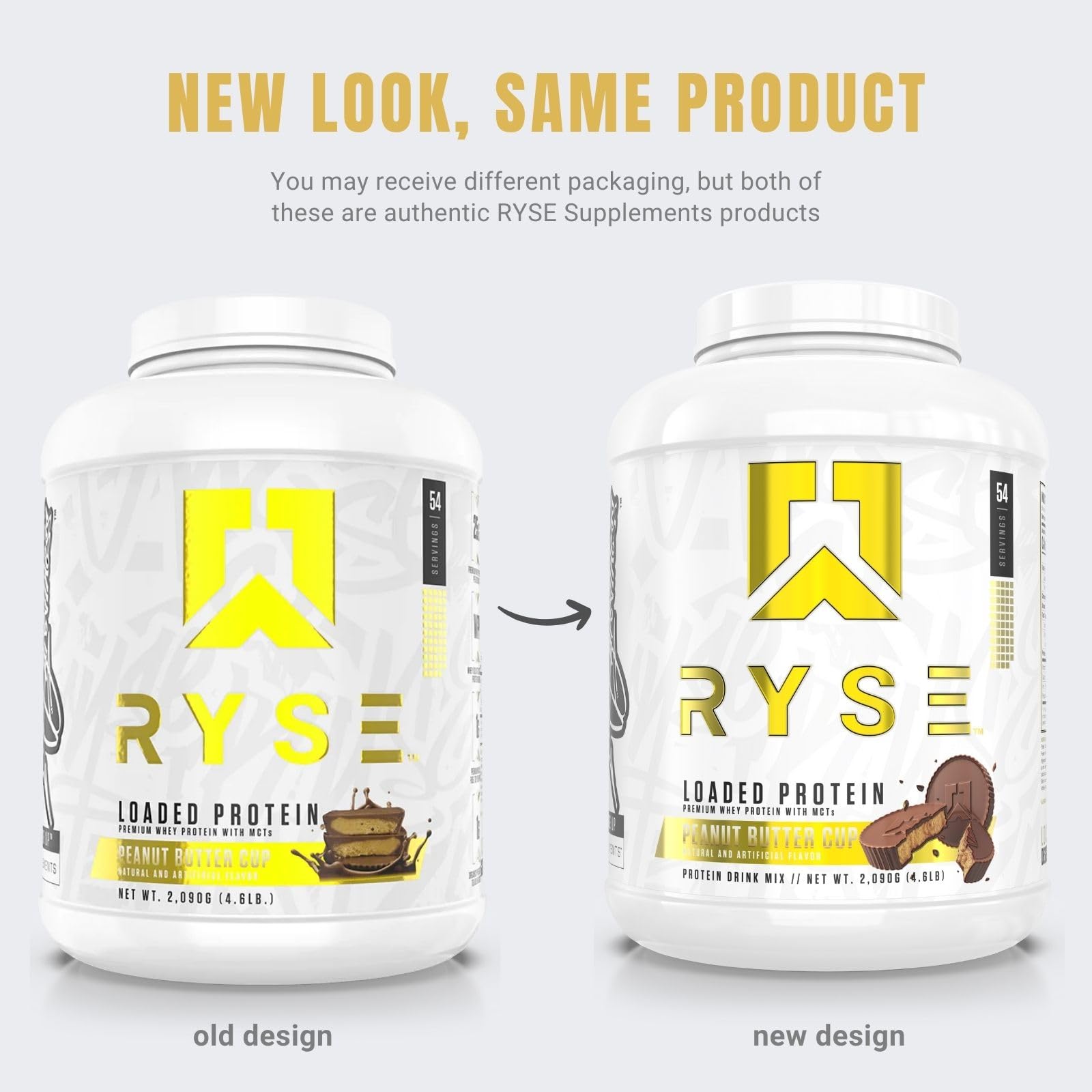 Ryse Loaded Protein Powder - 25g Whey Protein Isolate & Concentrate with Prebiotic Fiber & MCTs | Low Carb Low Sugar Supplement | 54 Servings Peanut Butter Cup Flavor for Post-Workout Recovery & Muscle Building