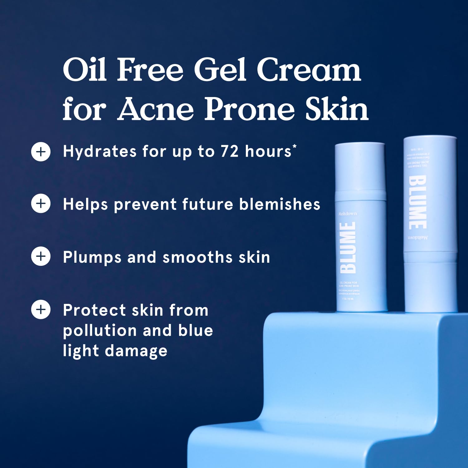 Blume Meltdown Bundle - Soothing Facial Cleanser for Acne-Prone Skin (6 oz), Acne Treatment Face Oil & Pore Minimizer (0.5 oz), Oil-Free Ceramide Gel Cream Moisturizer (1.69 oz) | Skincare Routine for Clear, Hydrated Skin | Morning & Night Use for Teens & Adults