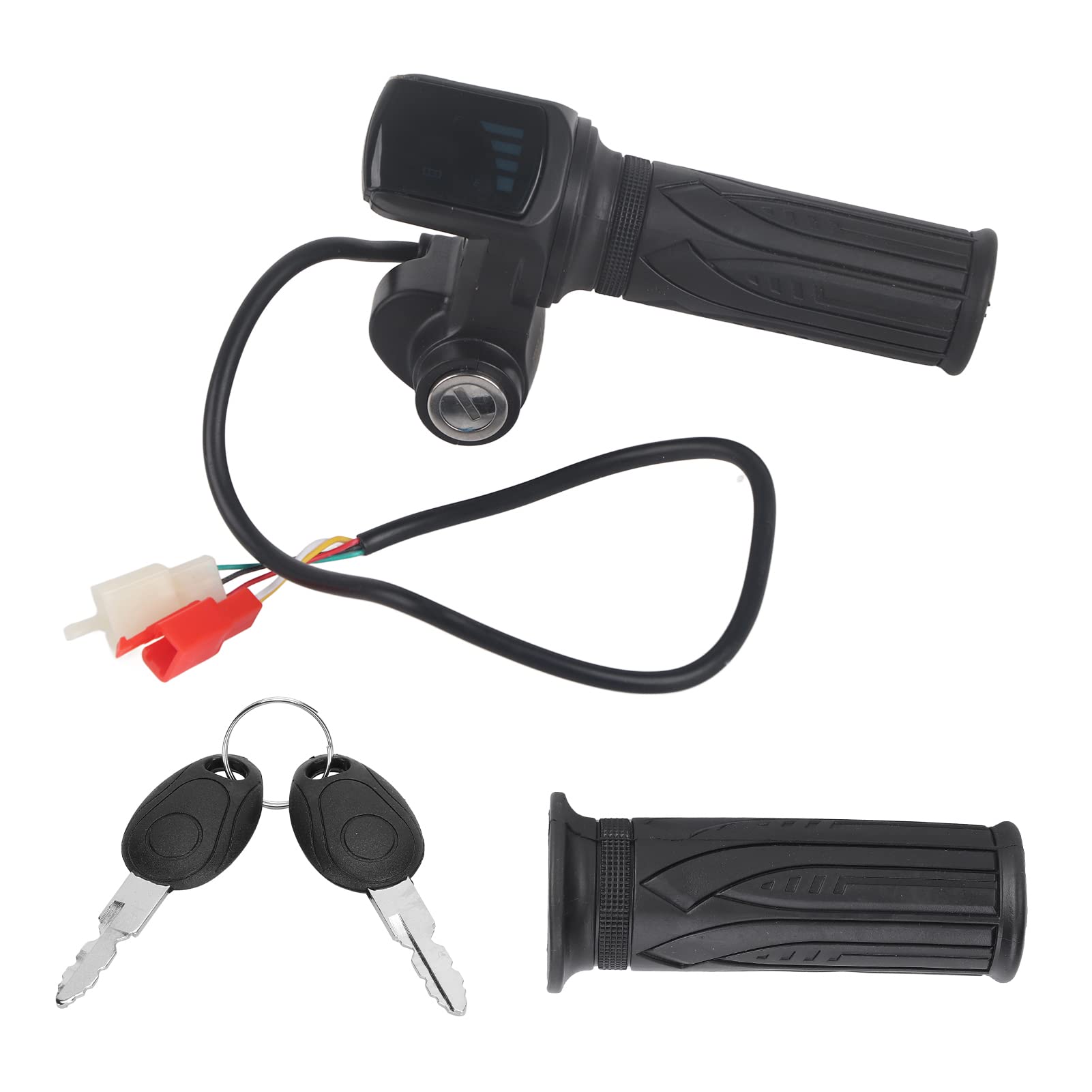 60V Electric Bike Scooter Throttle Grip Set with LED Digital Meter & Power Switch - Replacement Hand Throttle for E-Bike Handlebar - Perfect for Commuting, Off-Road & Urban Riding