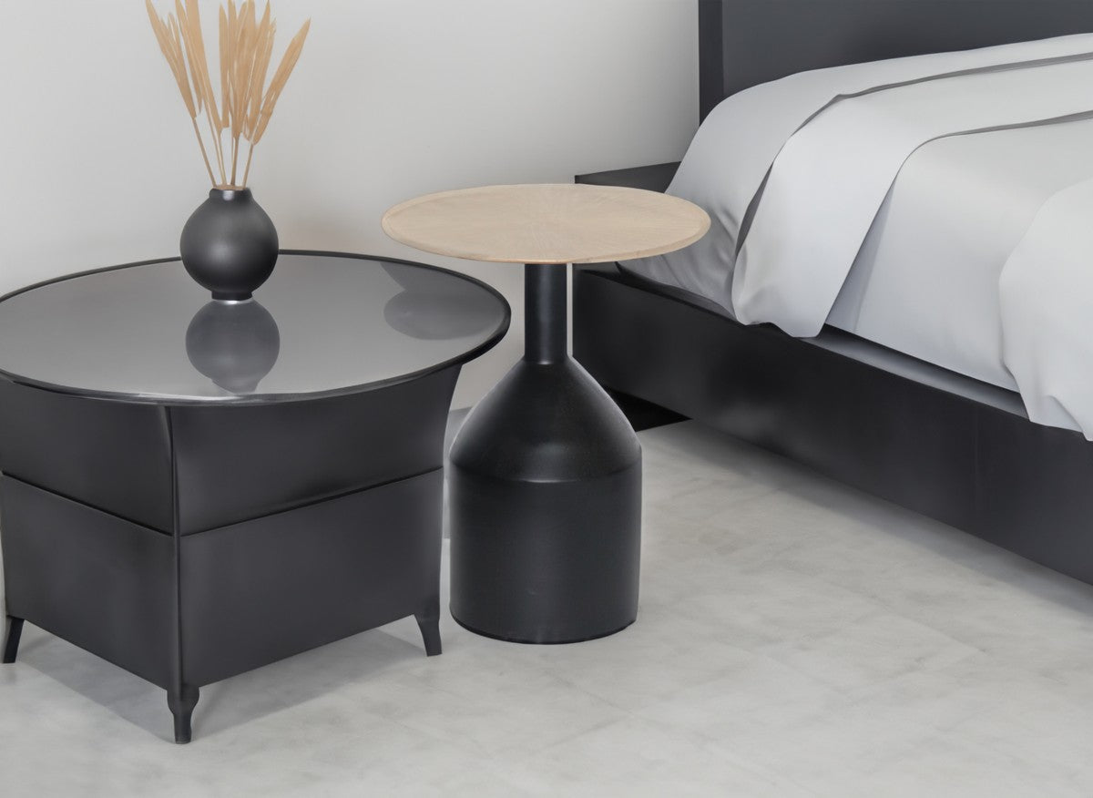 Elegant Black and Gold Accent Table - Modern Side Table for Living Room, Bedroom, or Entryway Decor