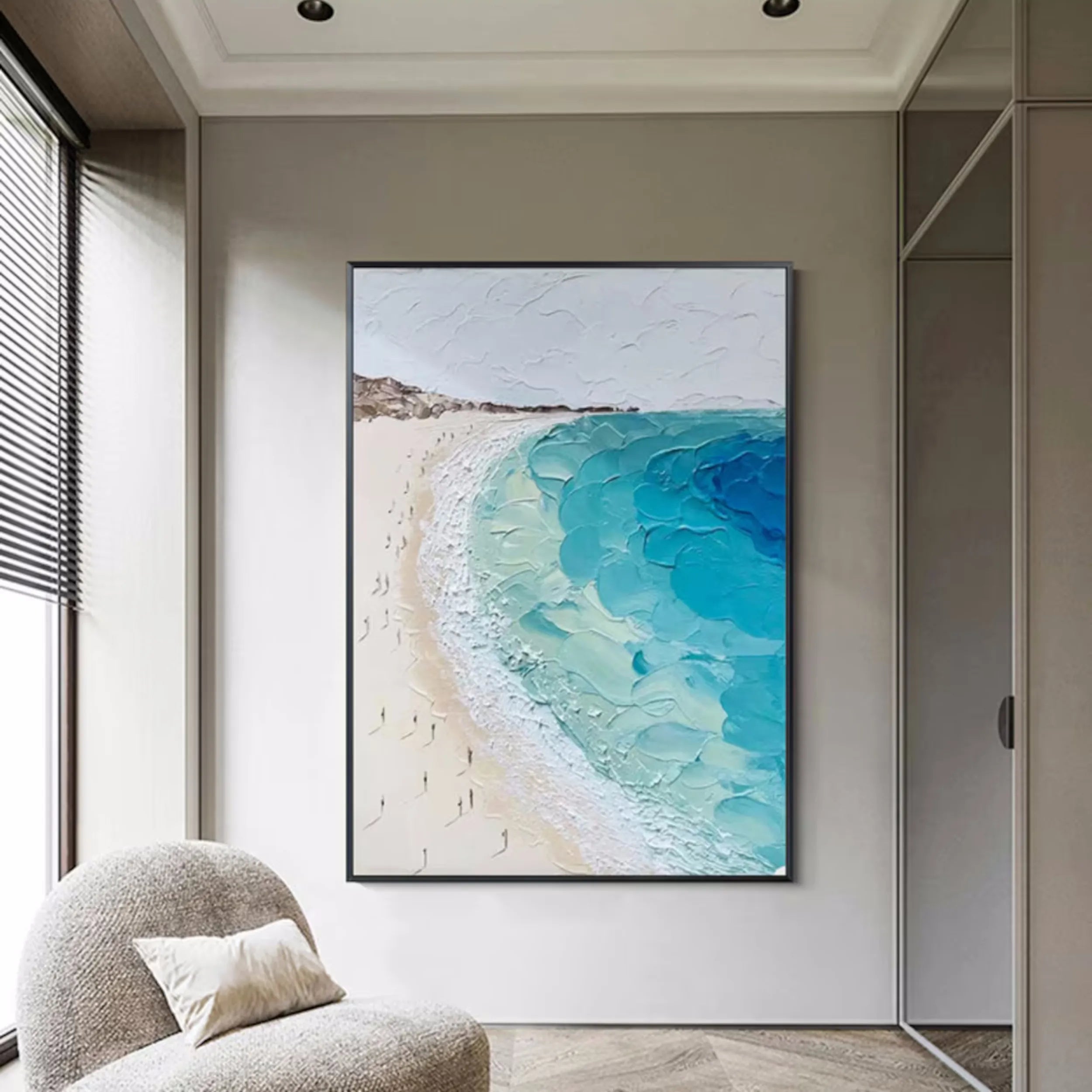 Seascape and Snowy Peak Landscape Painting - Premium Wall Art Decor for Living Room, Bedroom, or Office - #SP026