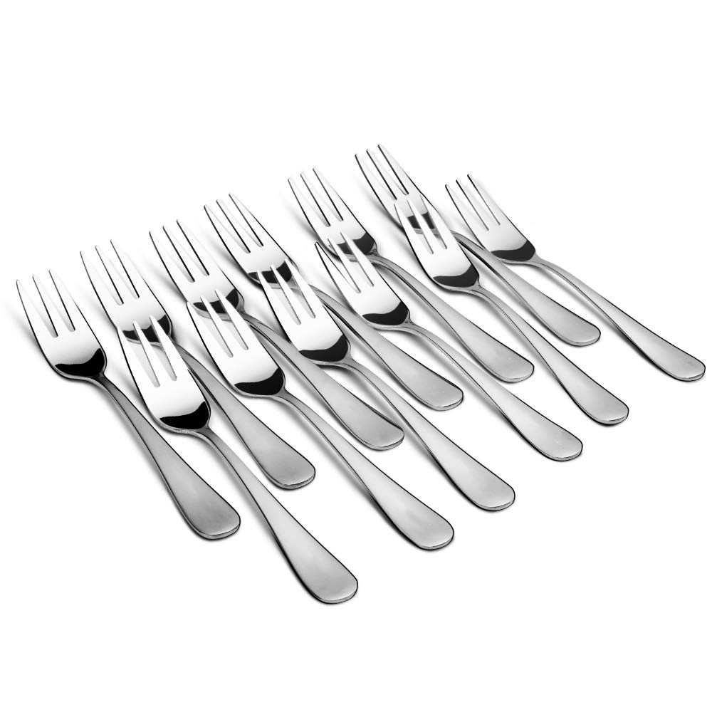 Premium Snamonkia 12-Piece Stainless Steel Appetizer Forks Set - 5.4 Inch 3-Tine Mini Dessert Forks for Cocktails, Salads, Fruits | Perfect for Parties, Travel, Picnics & Home Entertaining