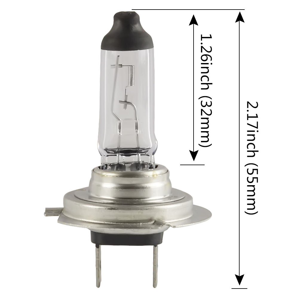 55W H7 Halogen Headlight Bulb - High/Low Beam Replacement for 12V Vehicles (Pack of 2) | Universal Fog Light Upgrade for Cars, Trucks & SUVs | Enhanced Night Driving Visibility & Safety