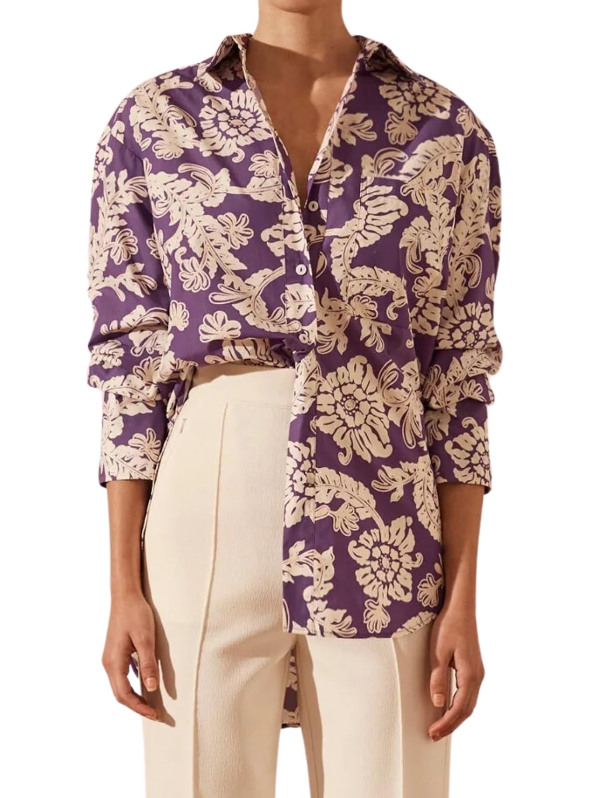 Leriya Women's Fashion Shirt - Stylish Long Sleeve Oversized Blouse Tops for Casual & Office Wear | Trendy Loose Fit Shirt for Everyday Outfits & Layering