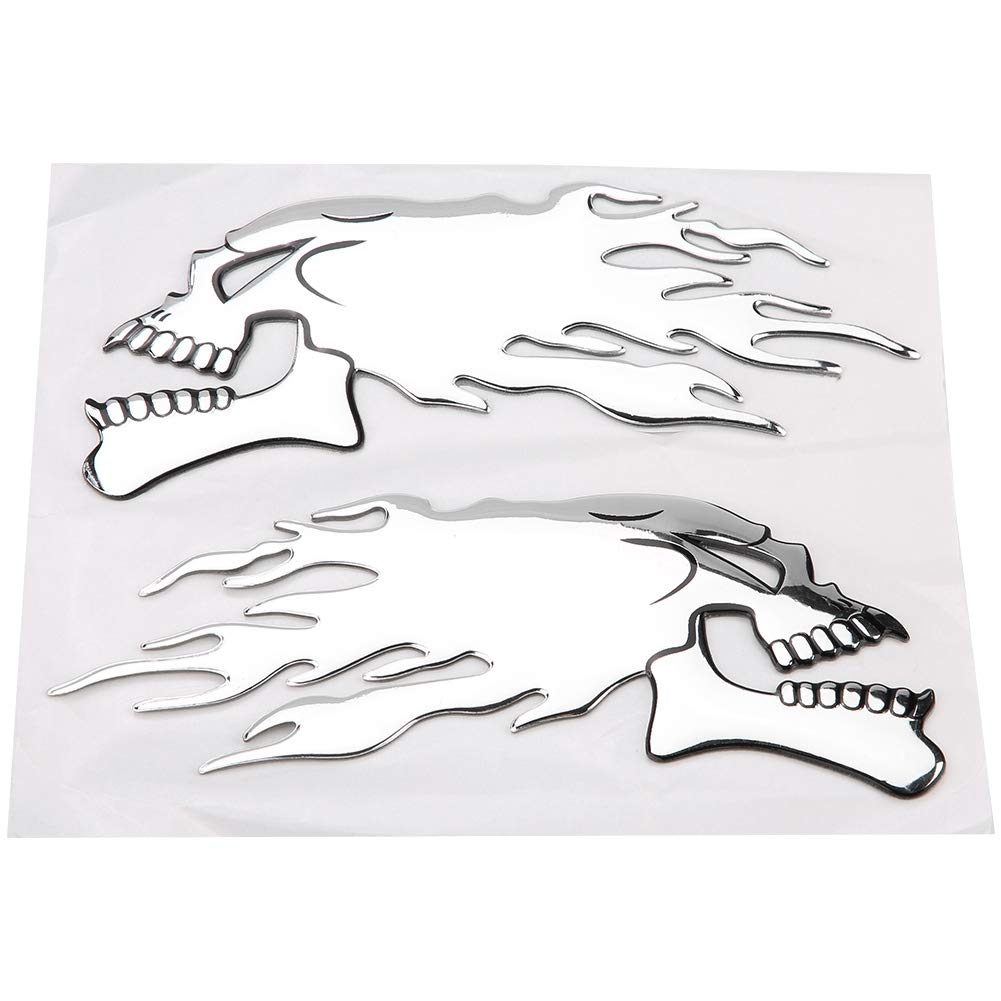 3D Skull Motorcycle Tank Sticker - 2Pcs Universal Fuel Protector for Bike Decor