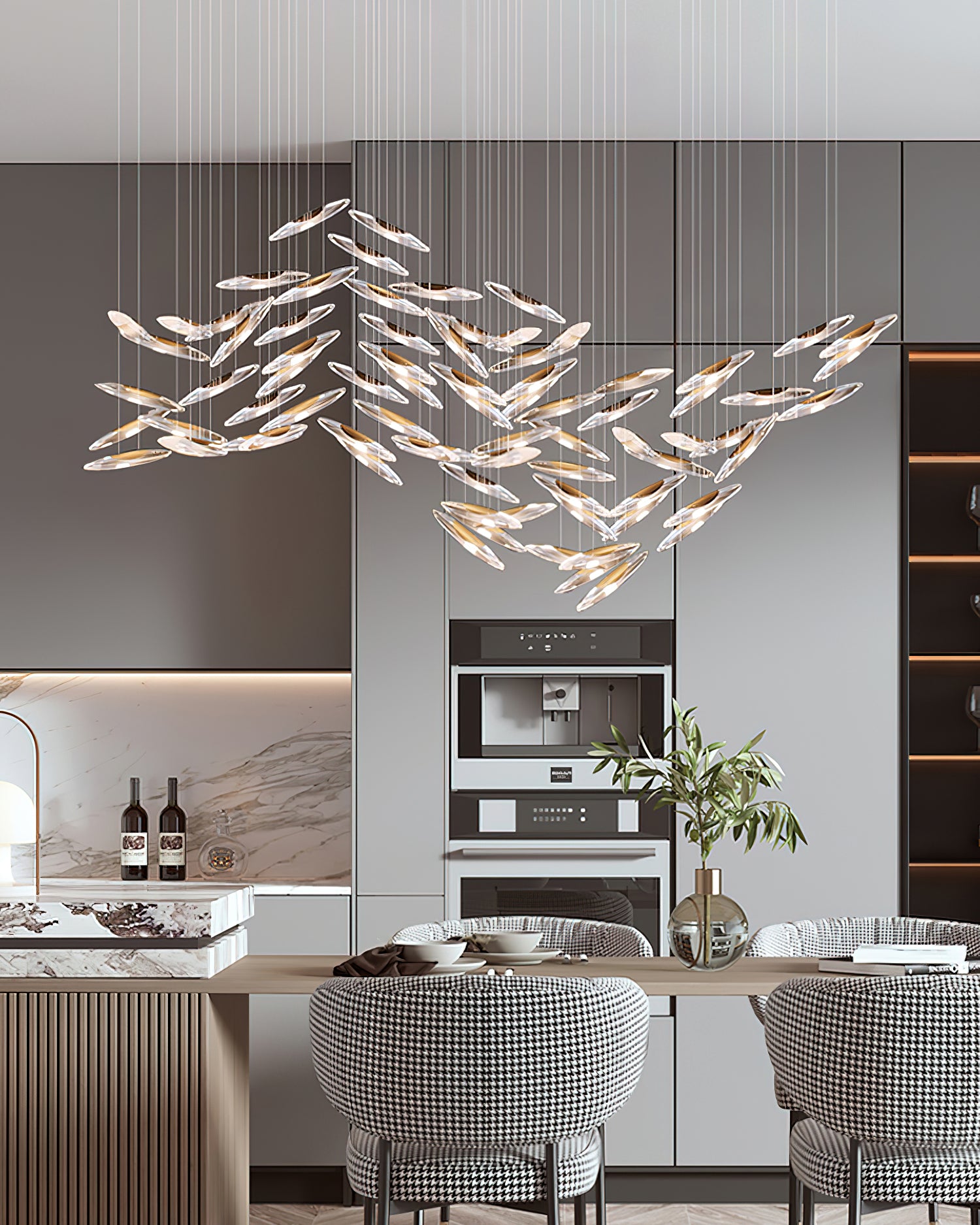 Moonlight Whispers Crystal Chandelier - Elegant Ceiling Light Fixture for Dining Room, Bedroom & Living Room Decor