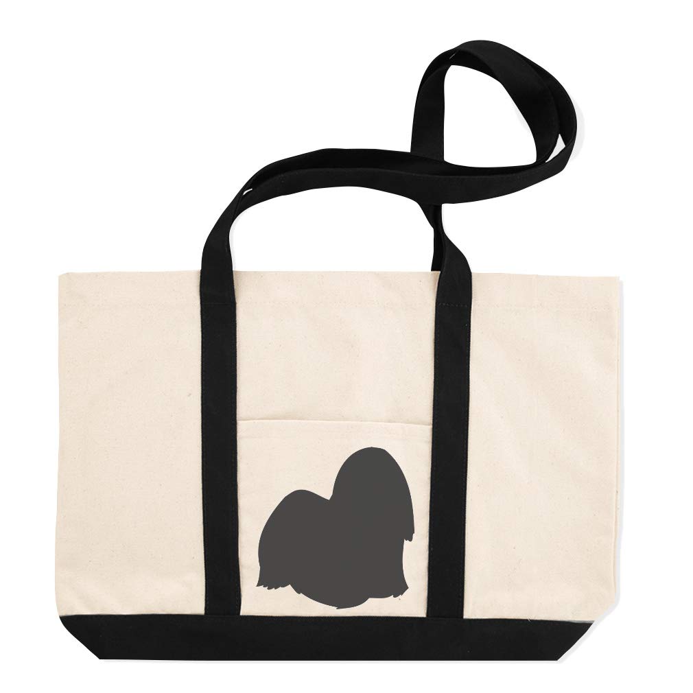 Stylish Canvas Tote Bag with Lhasa Apso Silhouette Design - Durable Shopping & Beach Bag for Women - Perfect for Groceries, Travel, and Daily Use