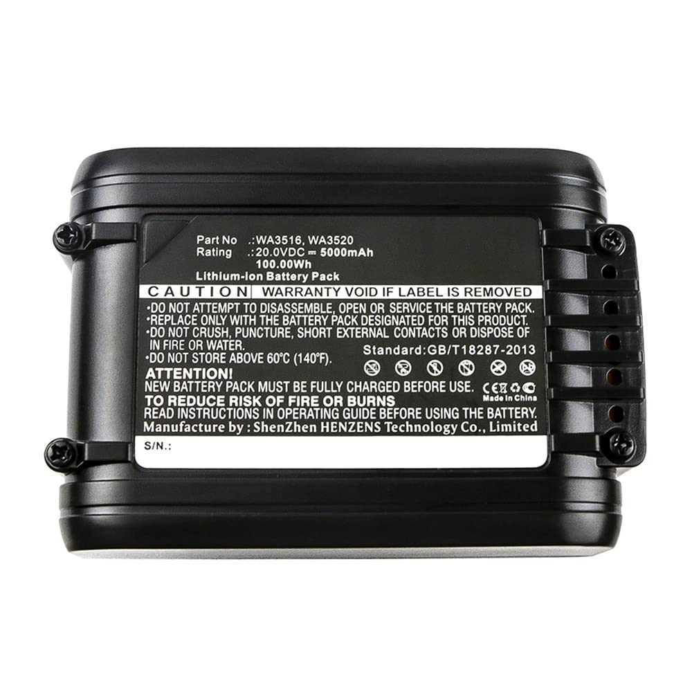 Synergy Digital 20V 5000mAh Li-ion Replacement Battery for Worx WX508 & WA3551 Power Tools - Ultra High Capacity, Long-Lasting Performance for Drilling, Sawing, and DIY Projects