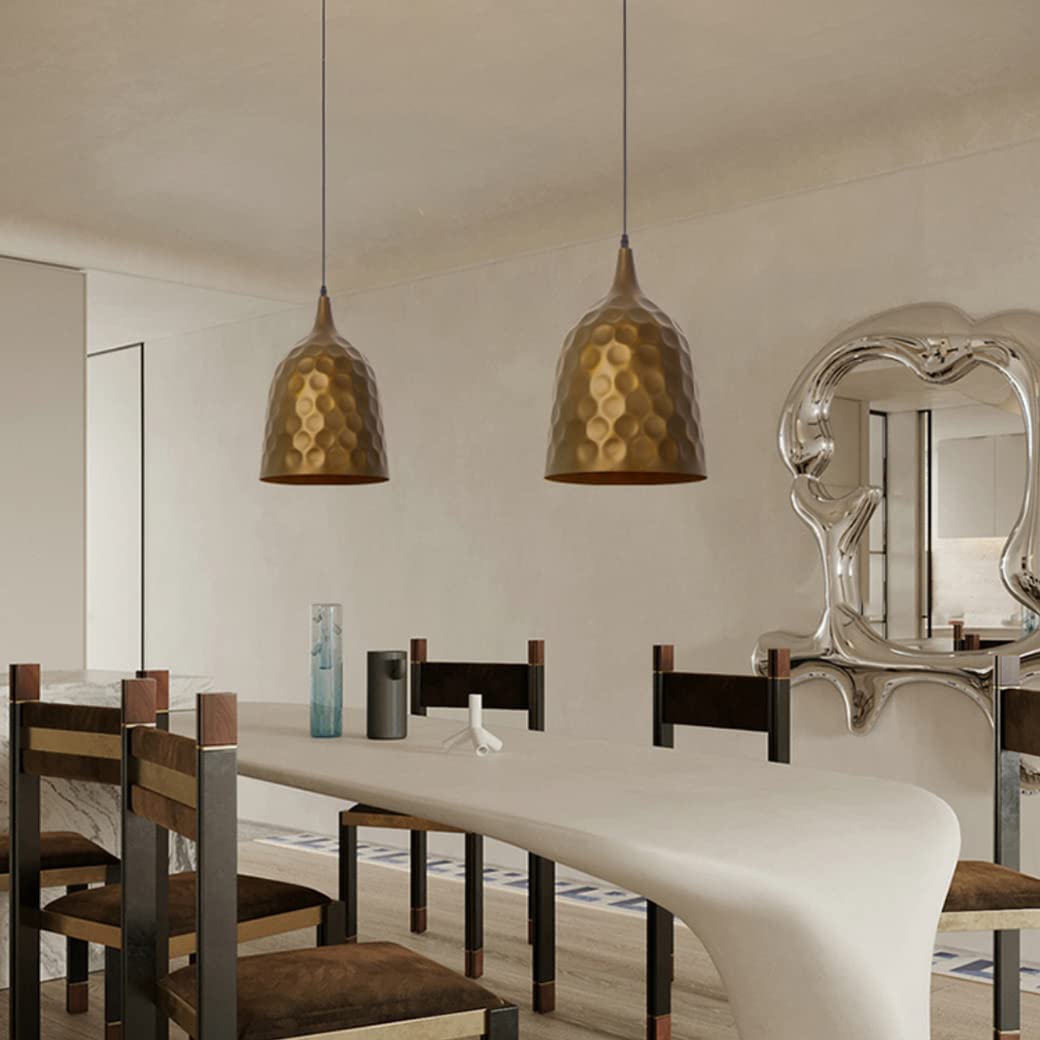 Modern Industrial Pendant Light - 1-Light Brown Metal Chandelier with E27 Socket for Kitchen Island, Dining Room, Living Room & Balcony | Durable Hanging Ceiling Fixture for Restaurant, Corridor & Home Decor