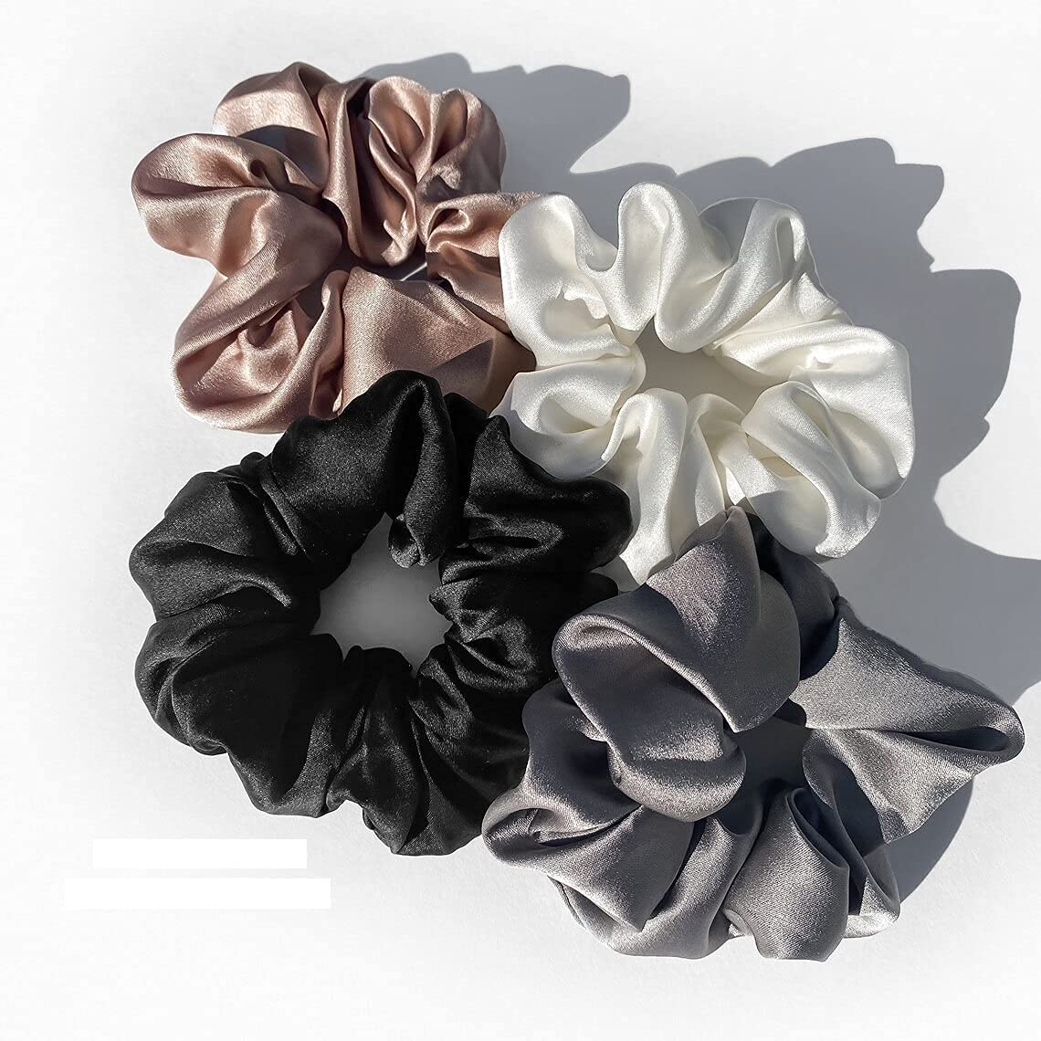 AP SALES 100% Grade A Mulberry Silk Scrunchies - Soft No Crease Hair Ties for Women, Satin Fabric Hair Bands (Pack of 4, Rose Gold) | Perfect for Workouts, Office & Everyday Use