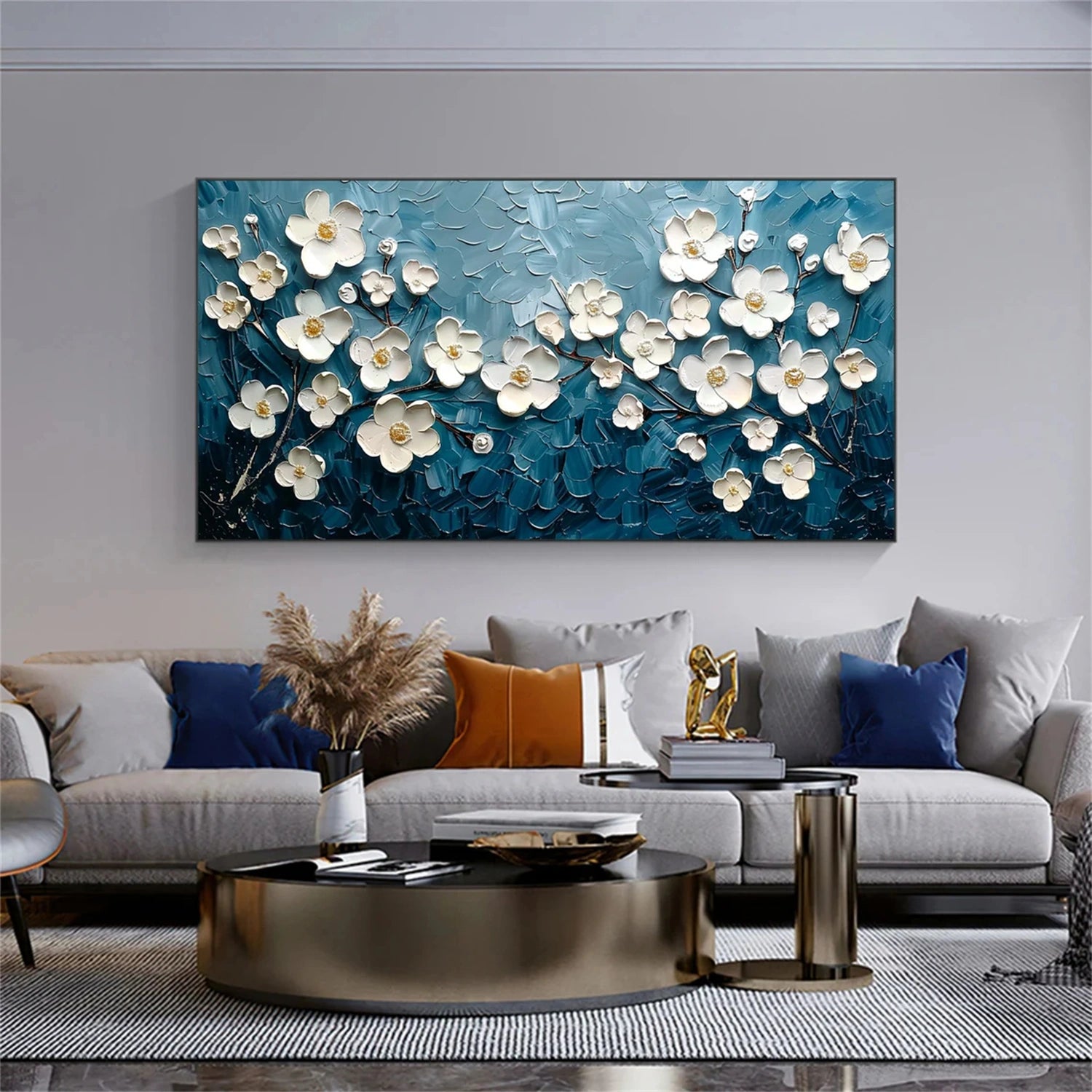 Flower and Tree Painting #FT117 - Handmade Canvas Art for Home & Office Decor | Perfect for Living Room, Bedroom, and Gift Giving