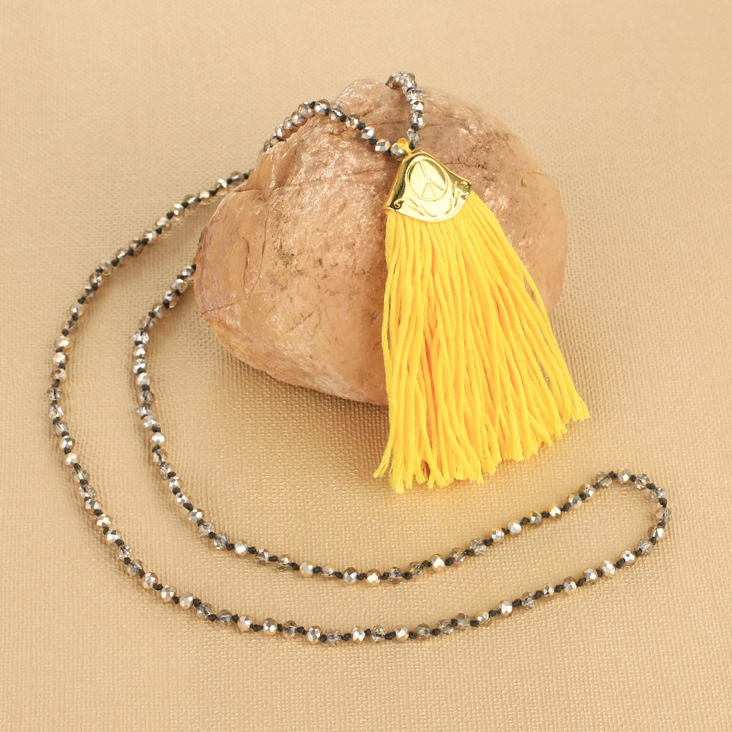 KELITCH Women's Handmade Crystal Pearl Tassel Necklace - Elegant Boho Jewelry for Love & Romance - Perfect for Date Nights, Weddings & Special Occasions