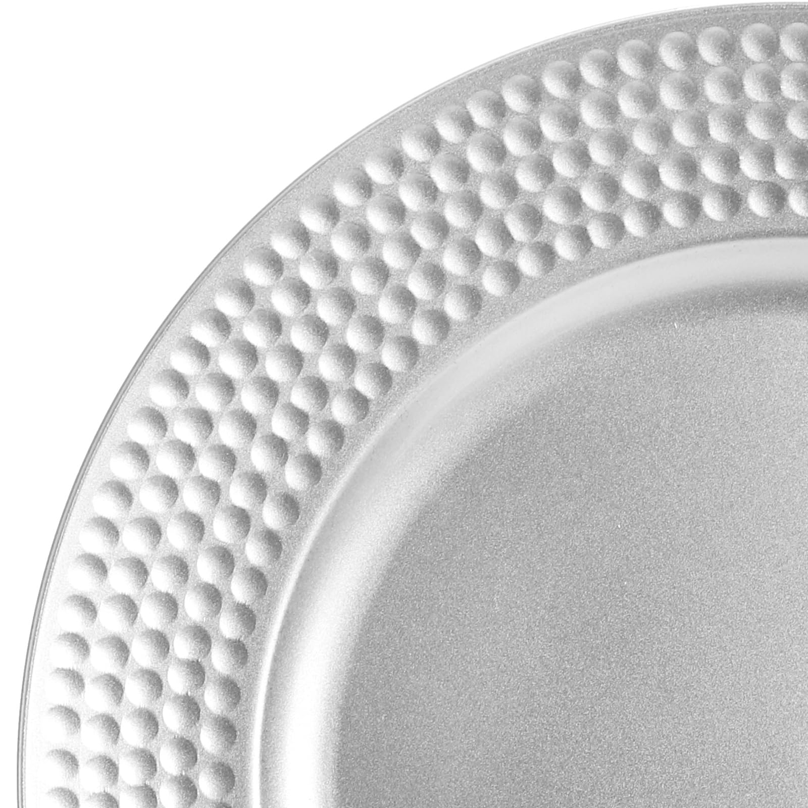Nicunom 12-Pack Silver Plastic Charger Plates Set - 13 Inch Round Decorative Dinner Plates with Hammered Rim for Wedding, Party & Special Events - Perfect for Table Settings, Buffet Displays & Holiday Decorations