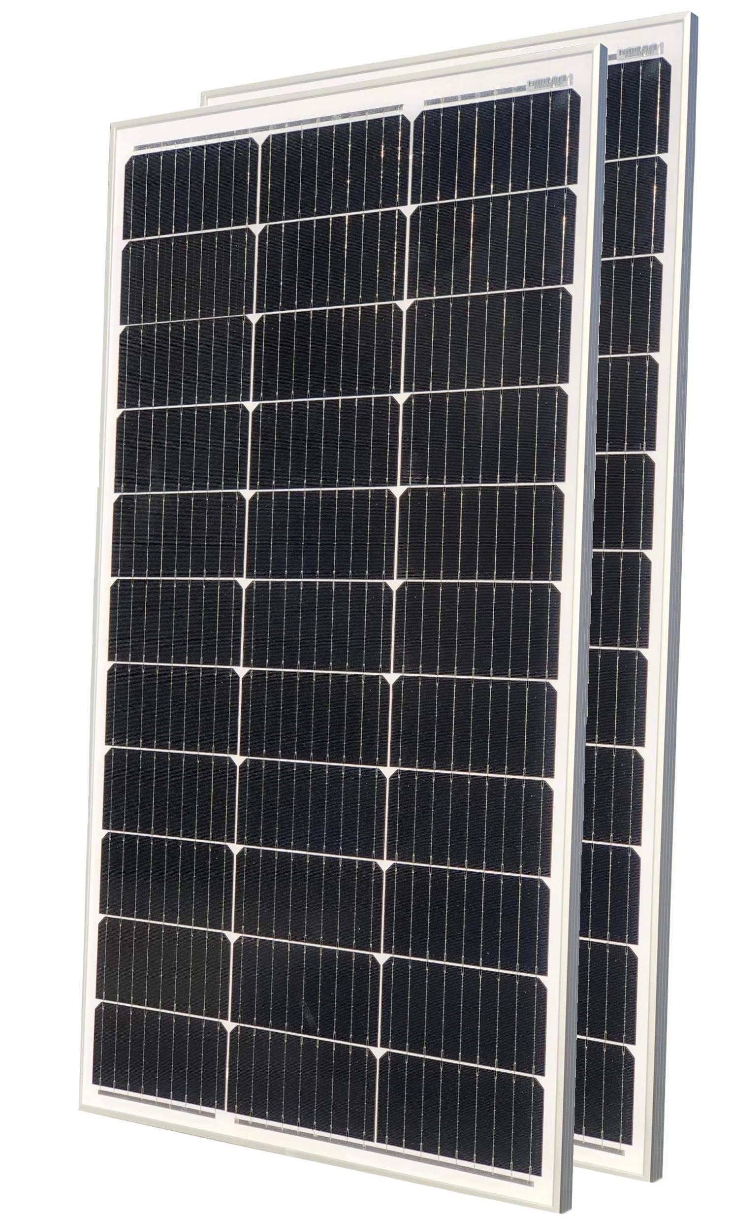 WindyNation 2 Pack 100W 12V Monocrystalline Solar Panel Kit - High Efficiency Battery Charger for RV, Boat, Cabin, Off-Grid Solar System | Perfect for Camping, Marine & Remote Power Needs