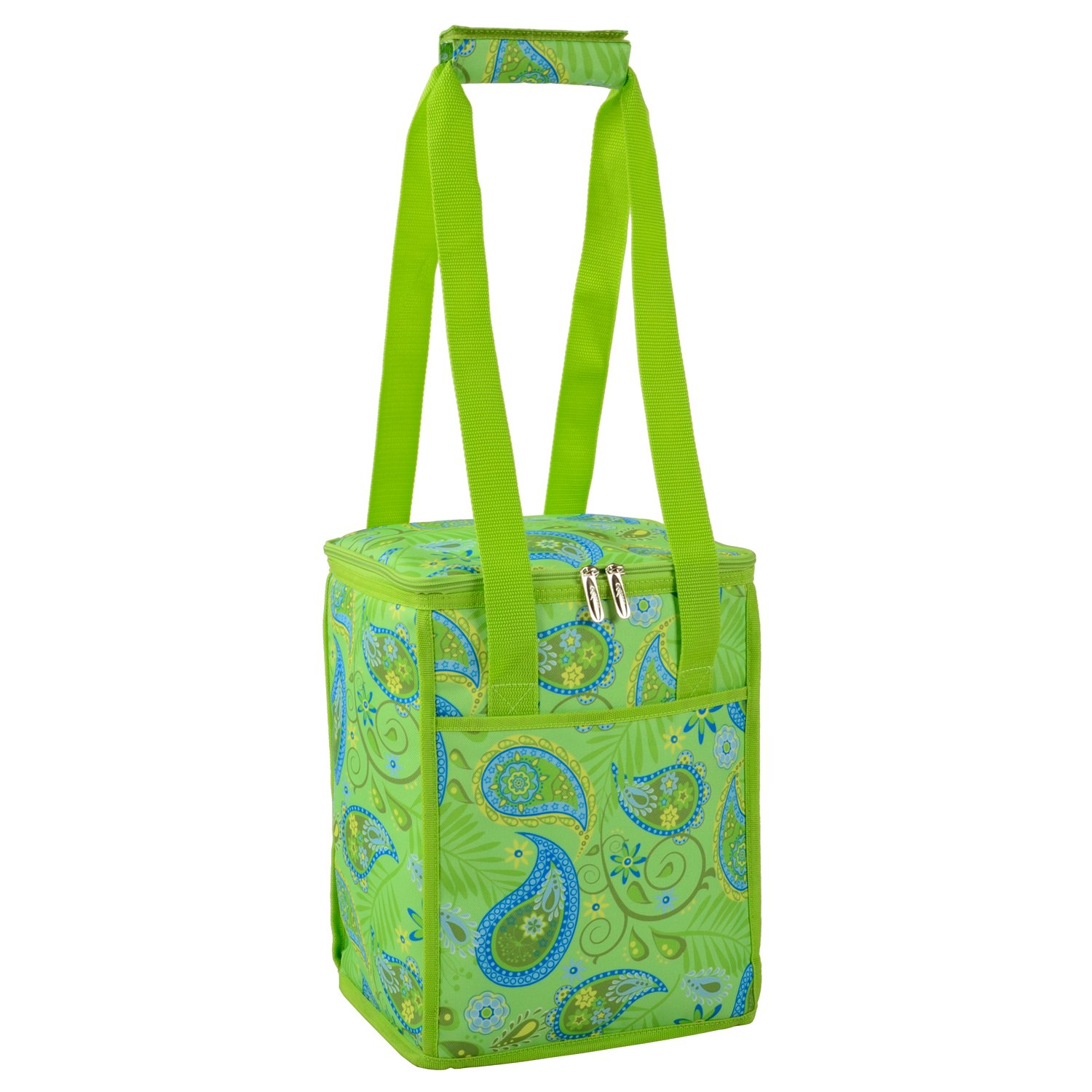Picnic at Ascot Square Insulated Cooler Tote Bag - Stylish Paisley Green Design for Outdoor Picnics, Beach Trips & Tailgating Parties