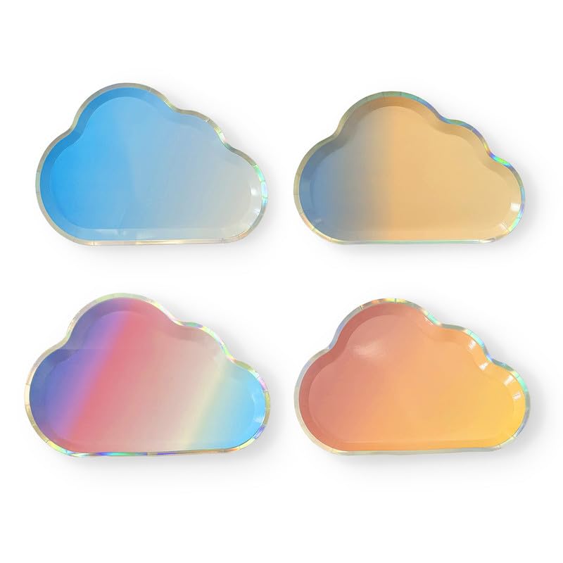 Disposable Cloud Paper Plates 16 Pack - Colorful Rainbow Cloud Plates for Birthday Party, Baby Shower & Themed Events - Eco-Friendly Party Supplies for Kids & Adults - Perfect for Indoor & Outdoor Celebrations