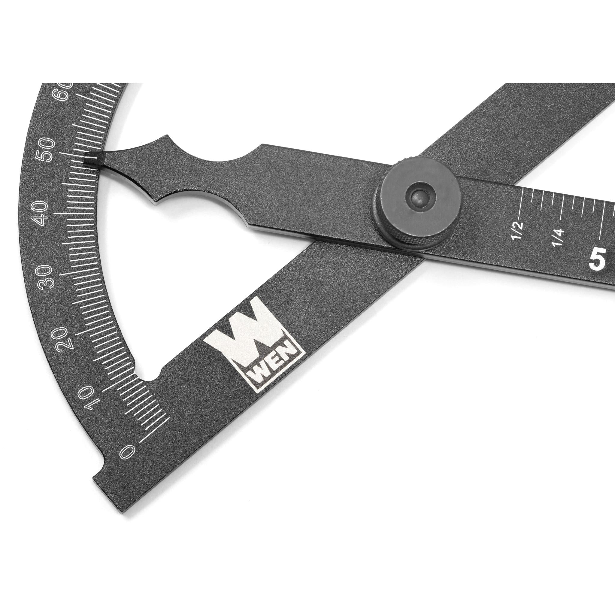 WEN ME512P Adjustable Aluminum Protractor & Angle Gauge with Laser Etched Scale - Precision Measuring Tool for Woodworking, Metalworking & DIY Projects