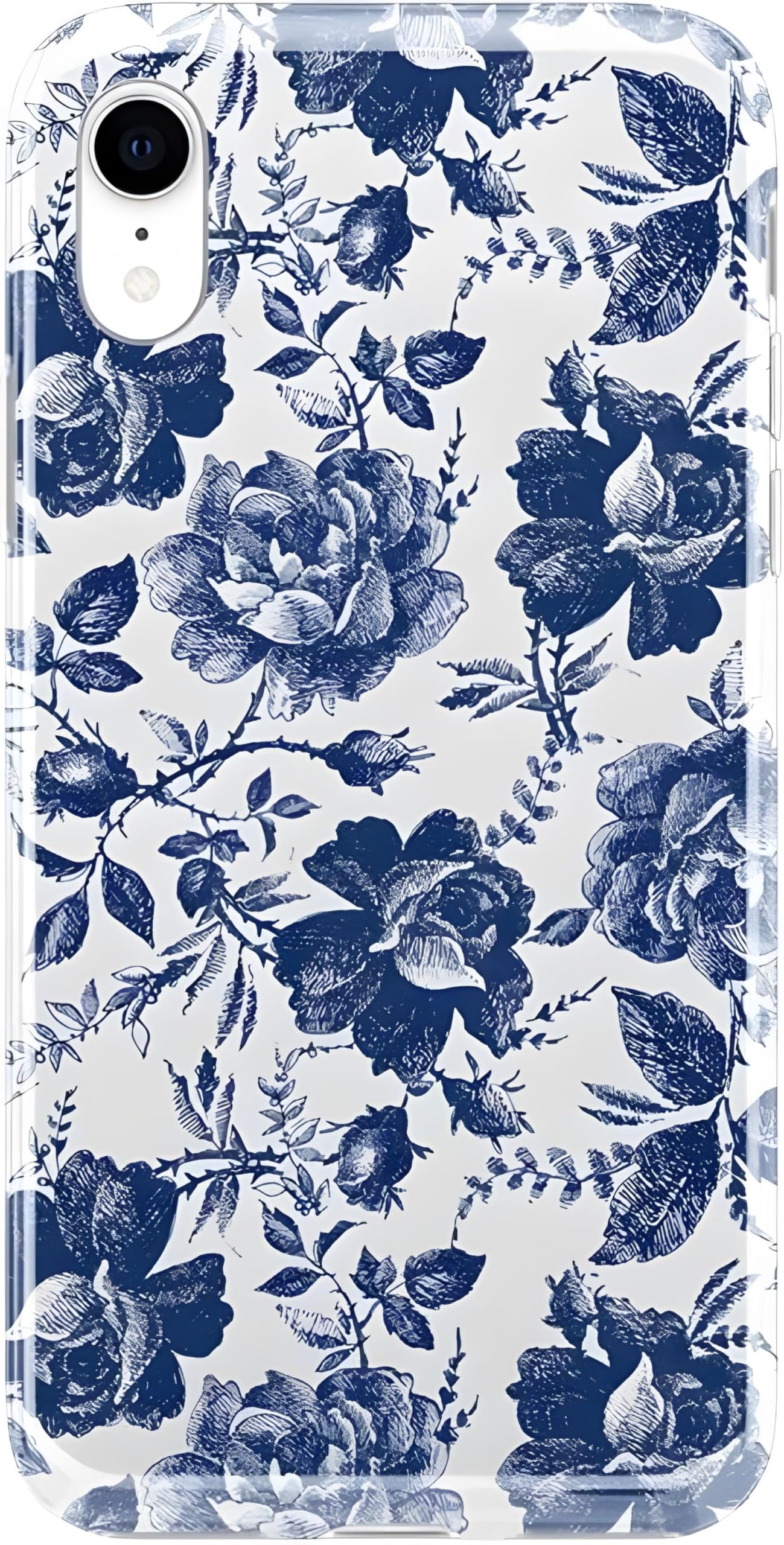 Casely iPhone XR Floral Case - Rose to Fame Coquette Design | Blue & White Rose Phone Cover | Slim Protective Case for Women & Girls | Perfect for Everyday Use, Work & Travel