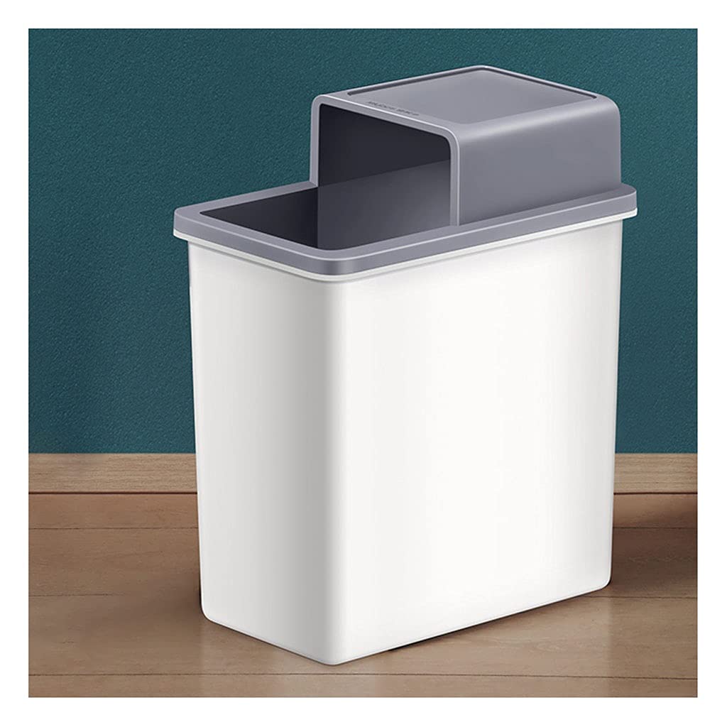 14L Large Capacity Kitchen Trash Can with Lid - Odor-Proof Indoor Garbage Bin for Home, Office, Bathroom & Living Room | Space-Saving Cabinet Door Gap Design | Ideal for Waste Disposal & Recycling Storage