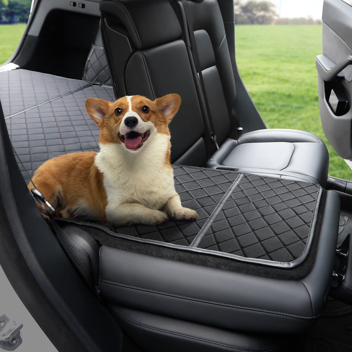 Tesla Model Y Trunk Pet Mat - Waterproof Cargo Liner & Rear Seat Cover for Dogs | Durable Protection for Pets & Car Interior | Perfect for Travel, Camping & Daily Commute