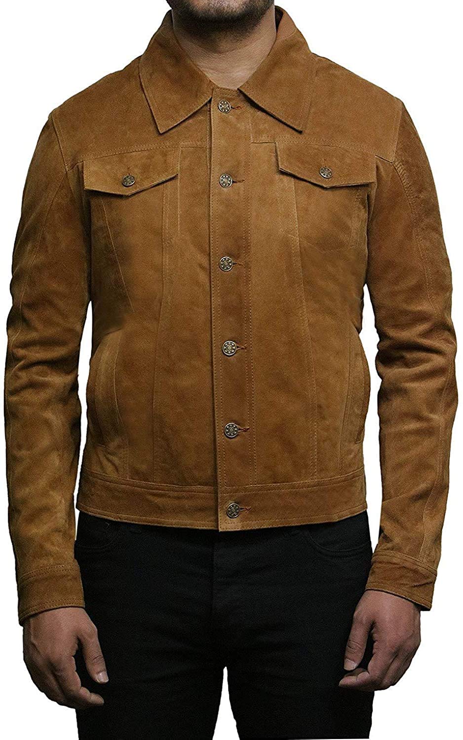BRANDSLOCK Men's Vintage Biker Jacket - Genuine Leather Motorcycle Jacket for Men - Retro Shirt Style Biker Coat (Perfect for Motorcycle Riding, Casual Outfits & Fashion Streetwear)